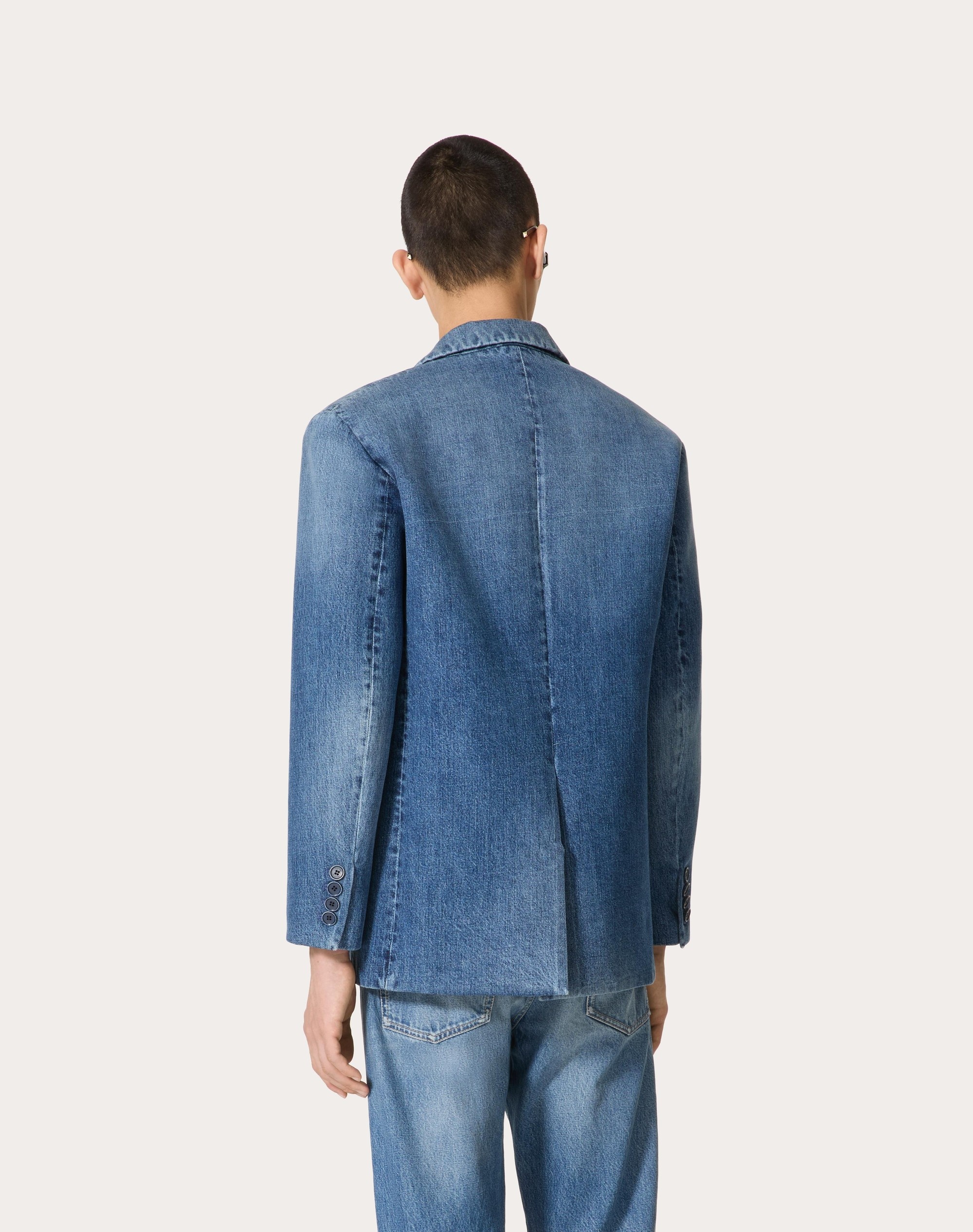 SINGLE-BREASTED DENIM JACKET LAMINATED WITH NEOPRENE SCUBA - 4