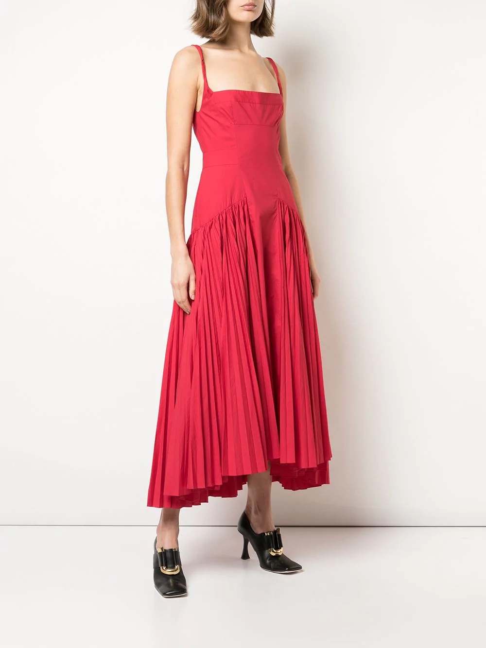 pleated poplin maxi dress - 3