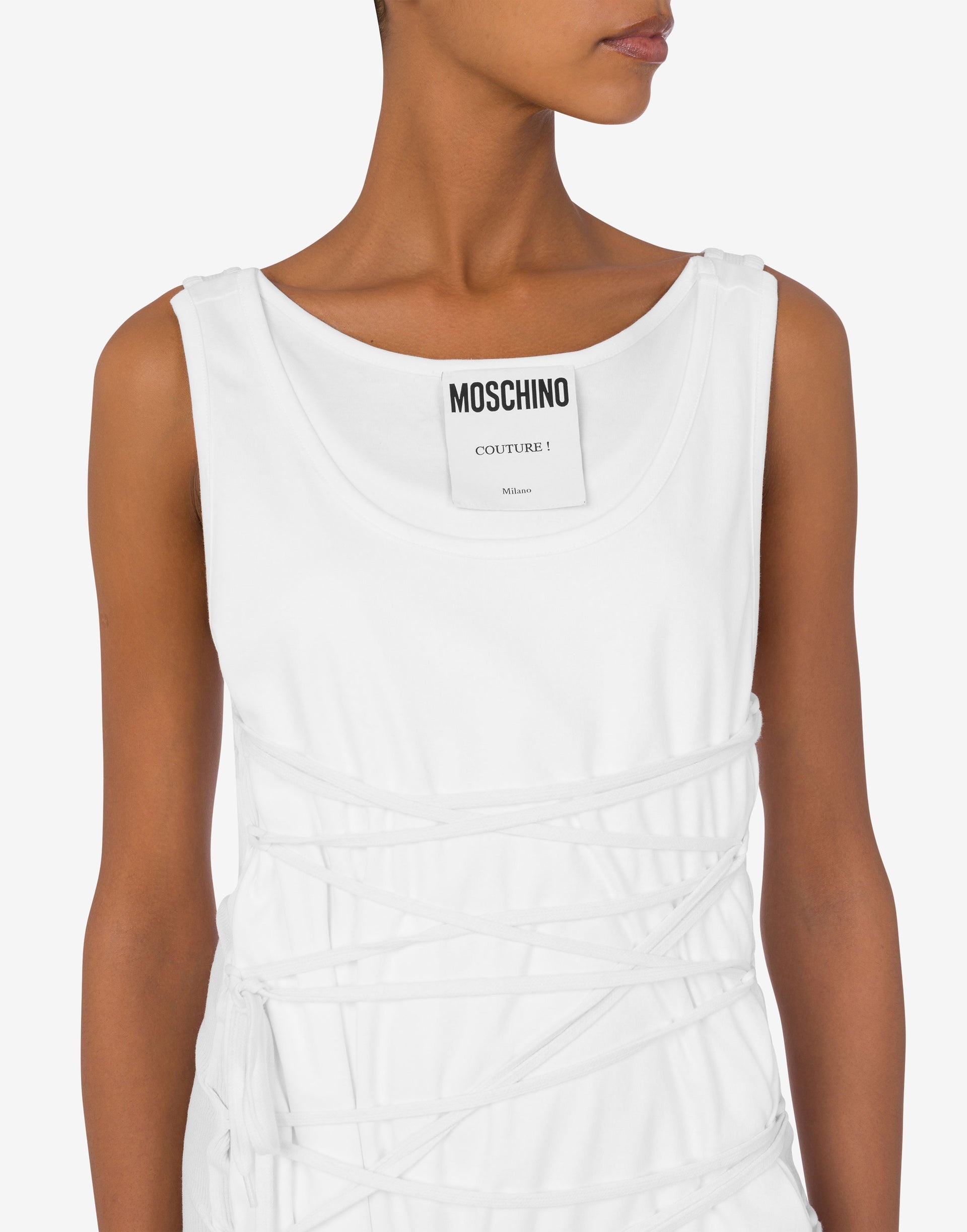 STRETCH COTTON DRESS WITH LACES - 3