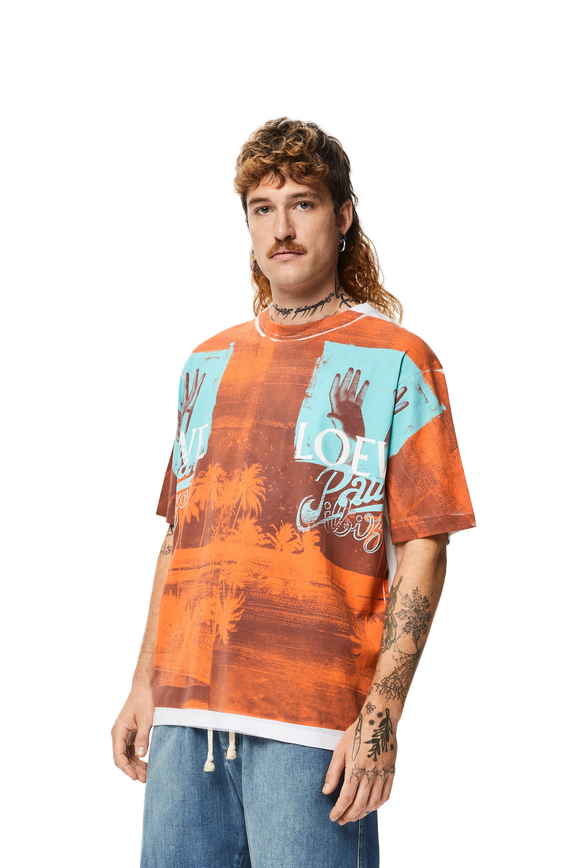 Tropical hands print T-shirt in cotton - 3