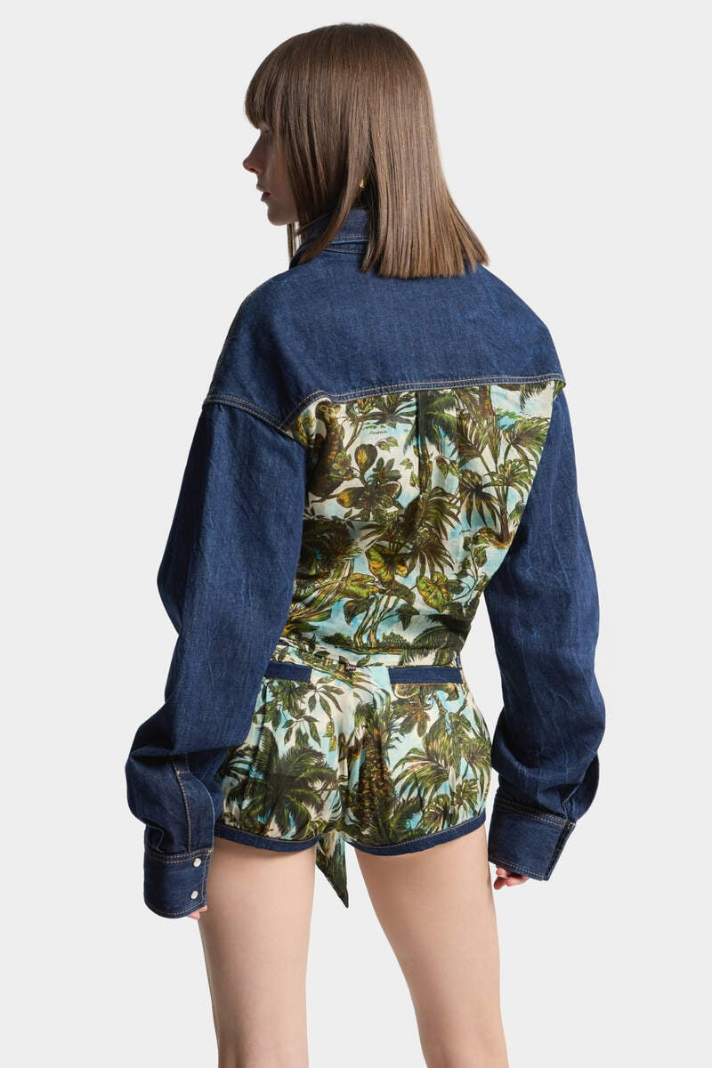 MONKEY BUSINESS DENIM MIX CROPPED SHIRT 4