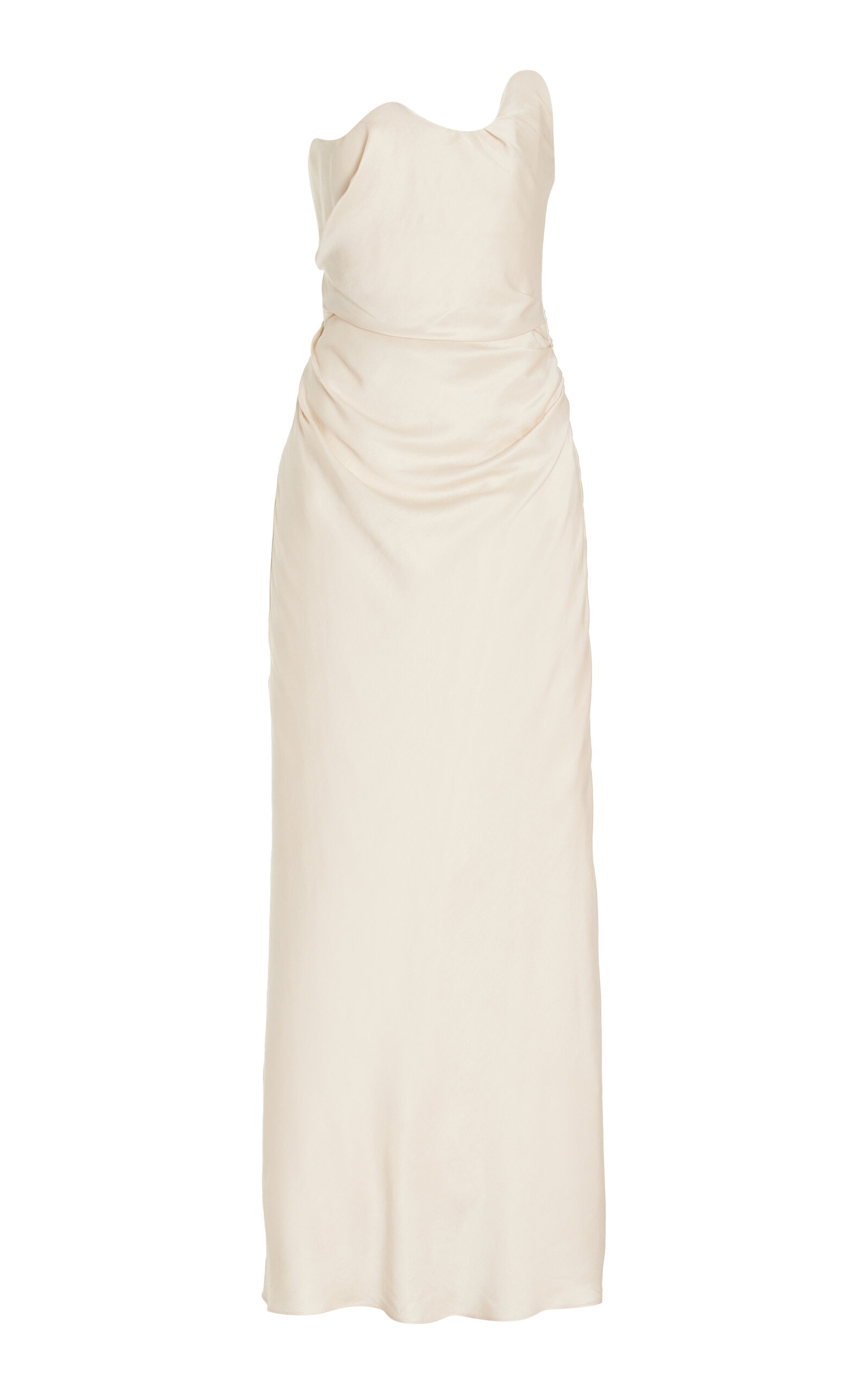 Aries Curved Eco-Satin Maxi Dress ivory - 1