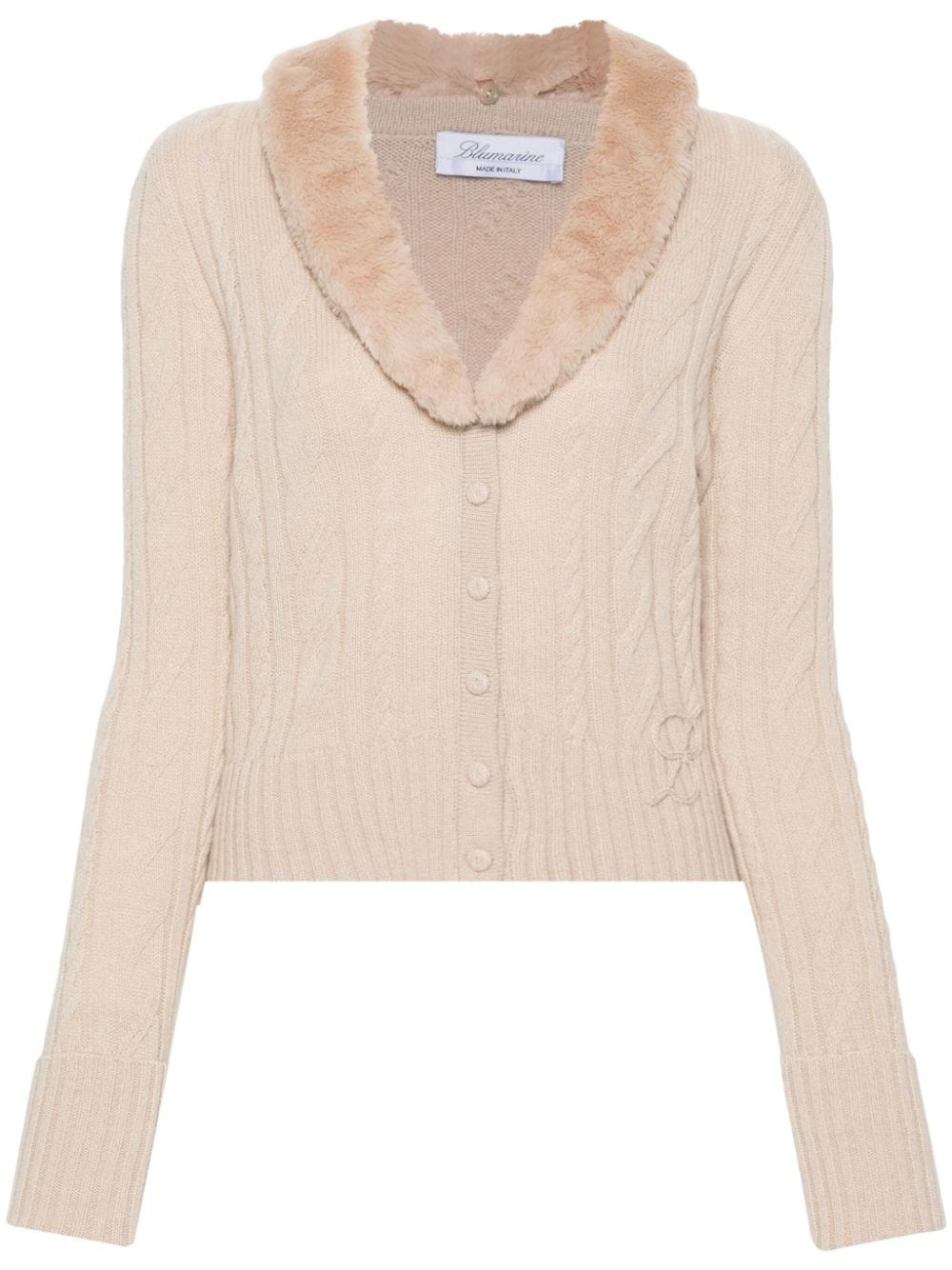 faux-fur collar cardigan - 1