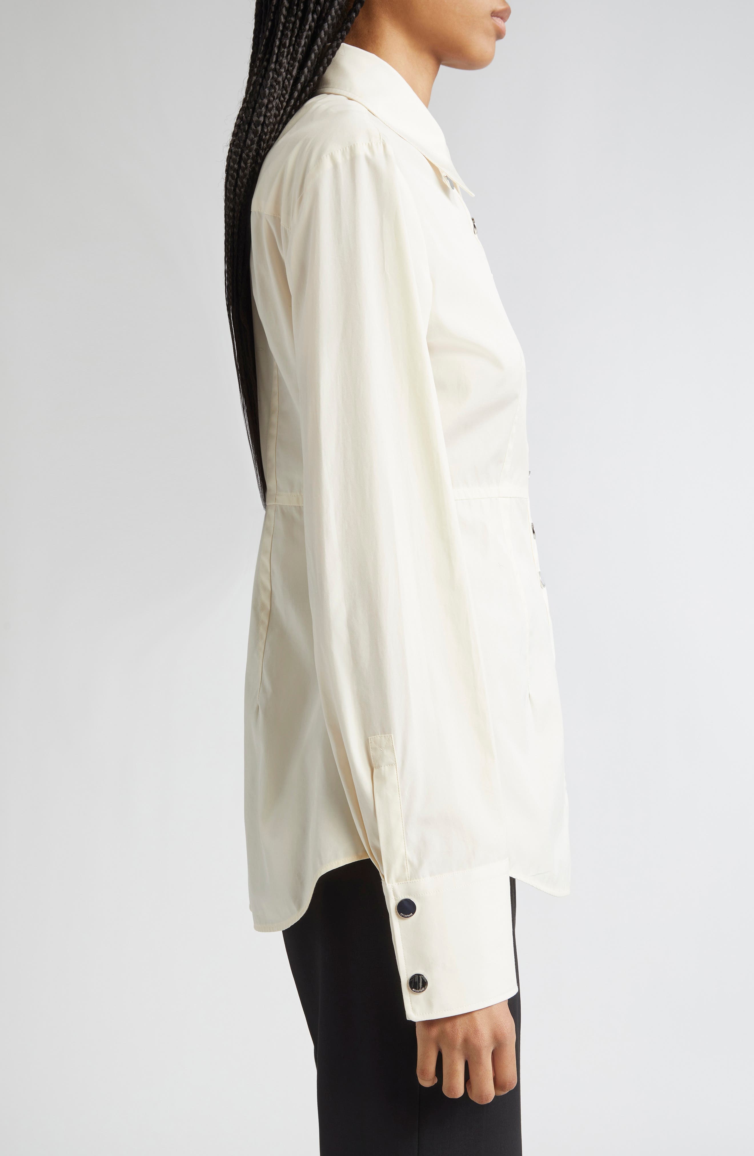 SPORTMAX Azoto Peplum Snap-Up Shirt in Ivory at Nordstrom - 3