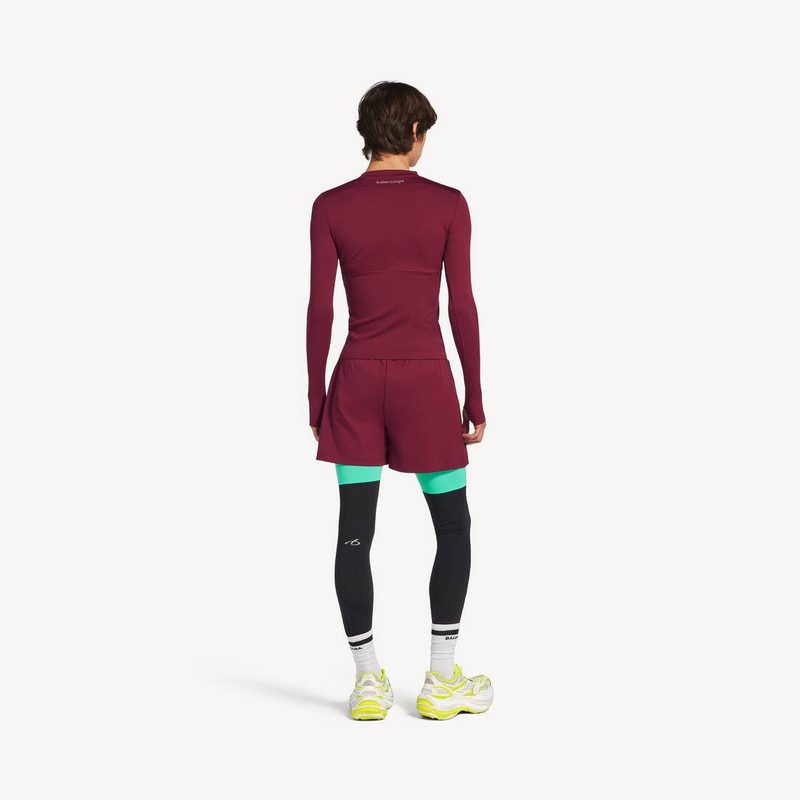 Men's Techwear Fitted Long Sleeve Top in Burgundy/aqua 4
