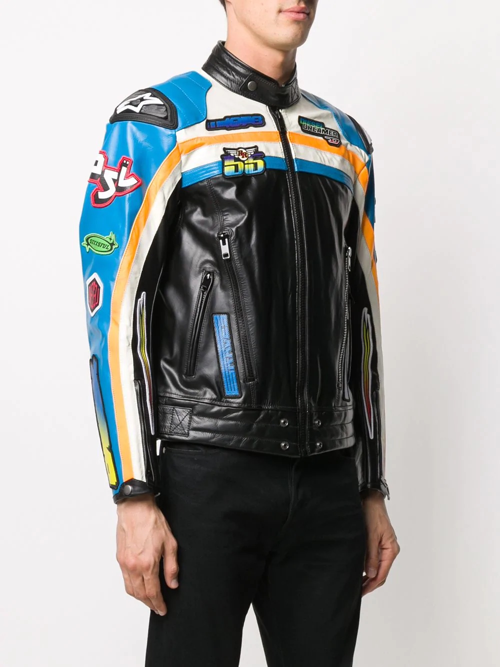 racer patch biker jacket - 4