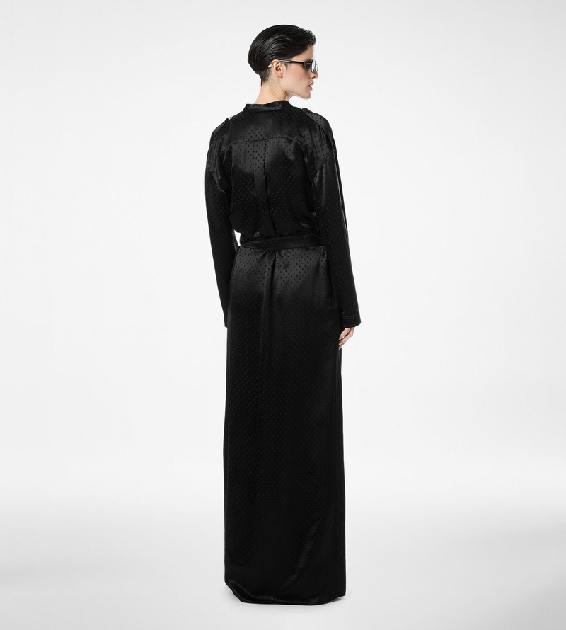 POLKA DOT JACQUARD LONG BELTED MILITARY DRESS 5