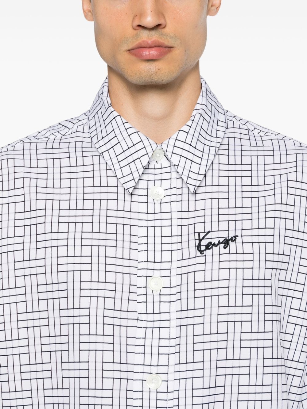 logo-embroidered weave shirt - 5