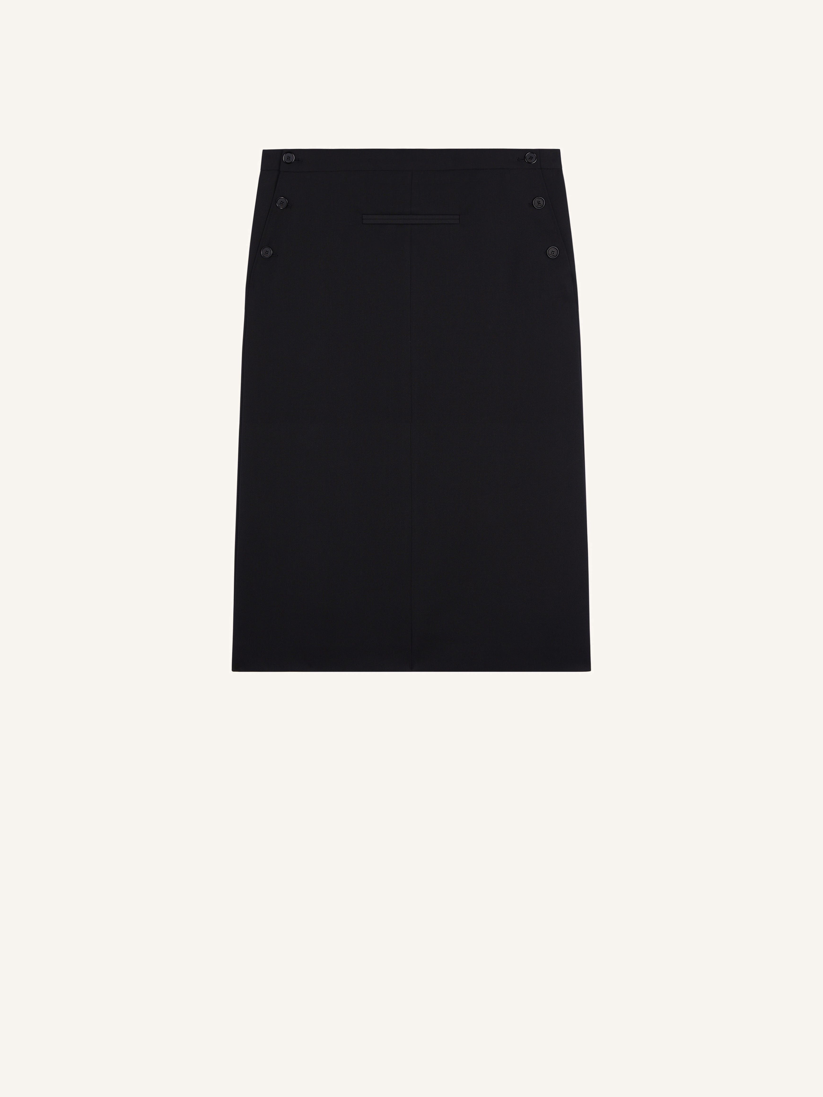 SINGLE FRONT POCKET WOOL SKIRT - 1