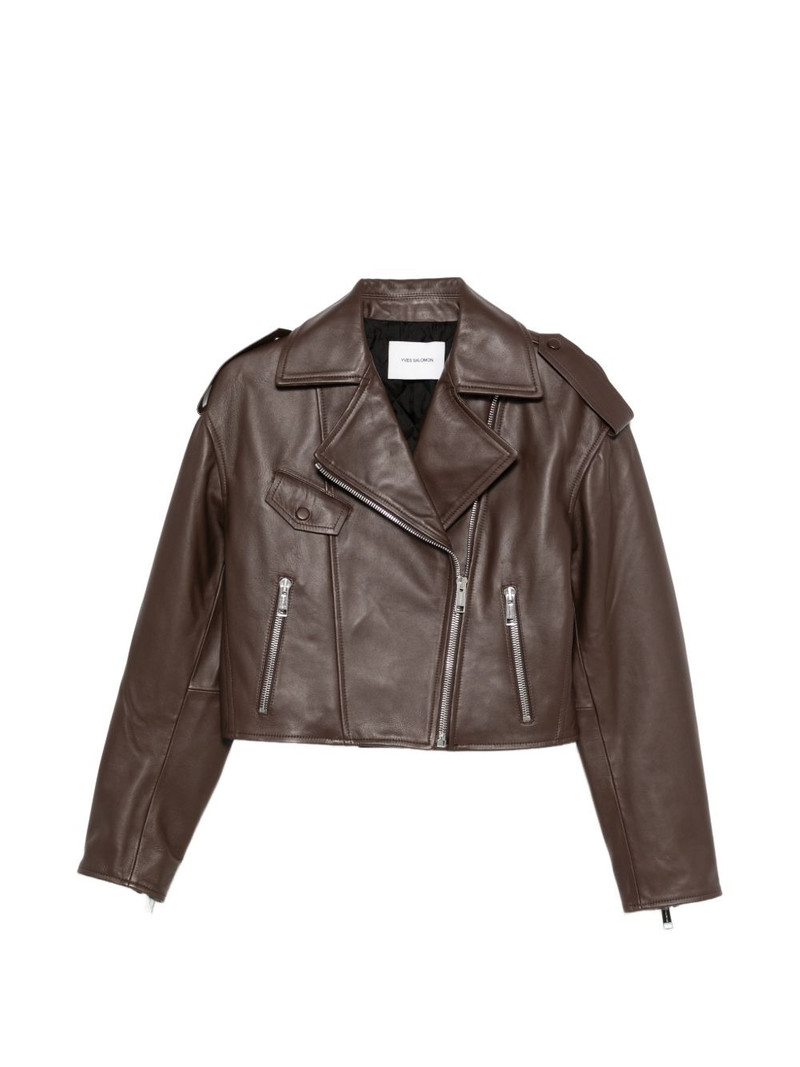 zip-fastening leather jacket 1