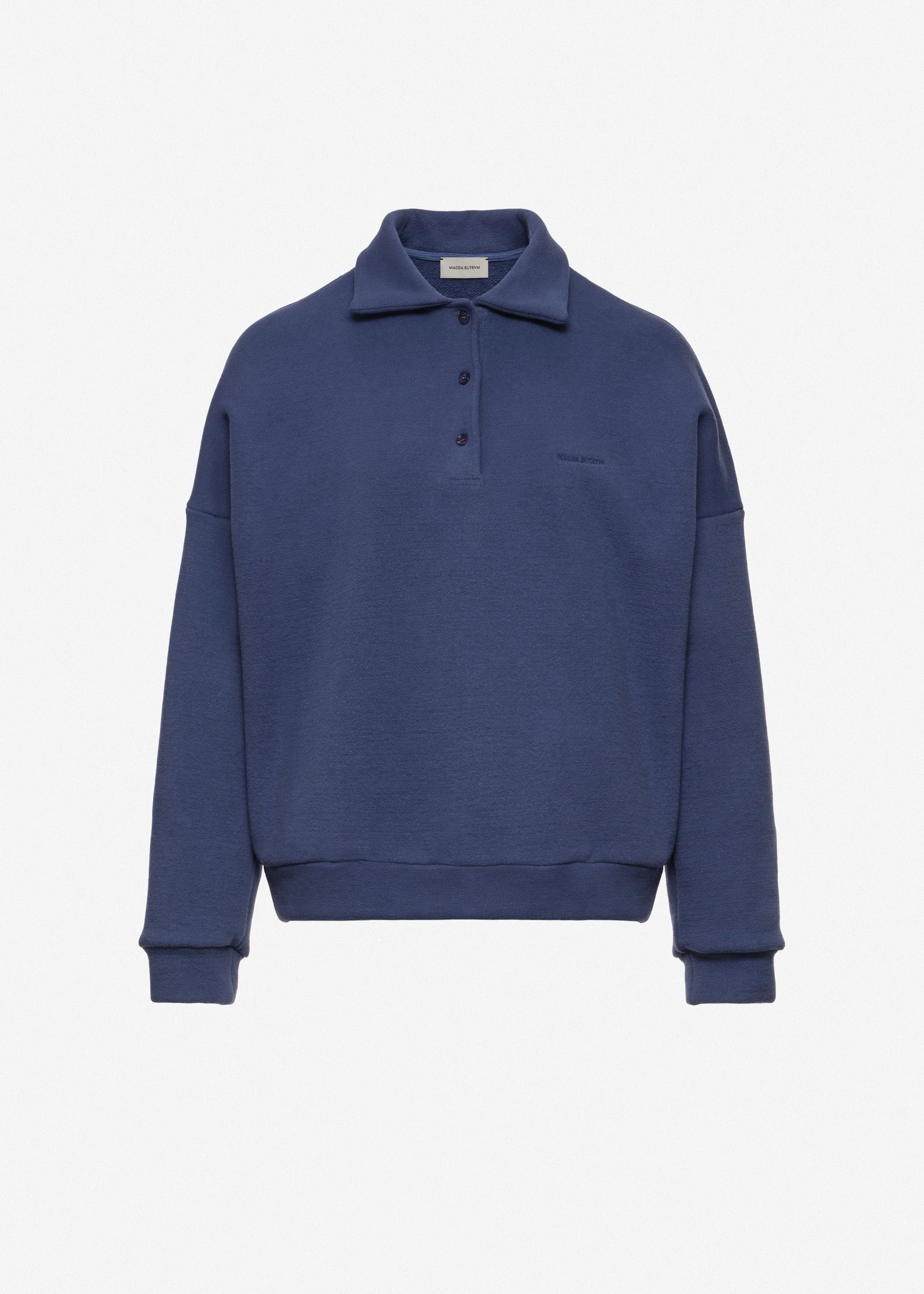Cotton sweatshirt polo in blue - 1