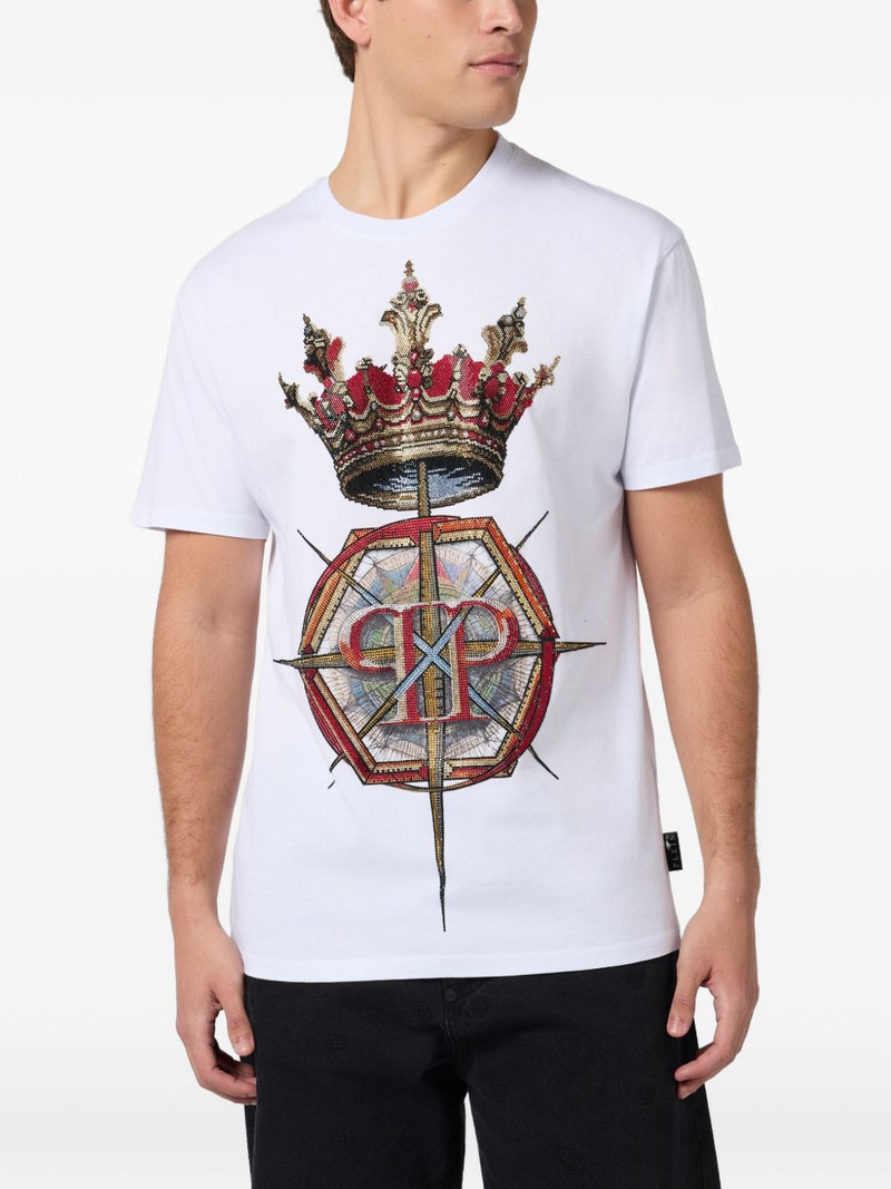 PHILIPP PLEIN rhinestone crown-print T-shirt outlook