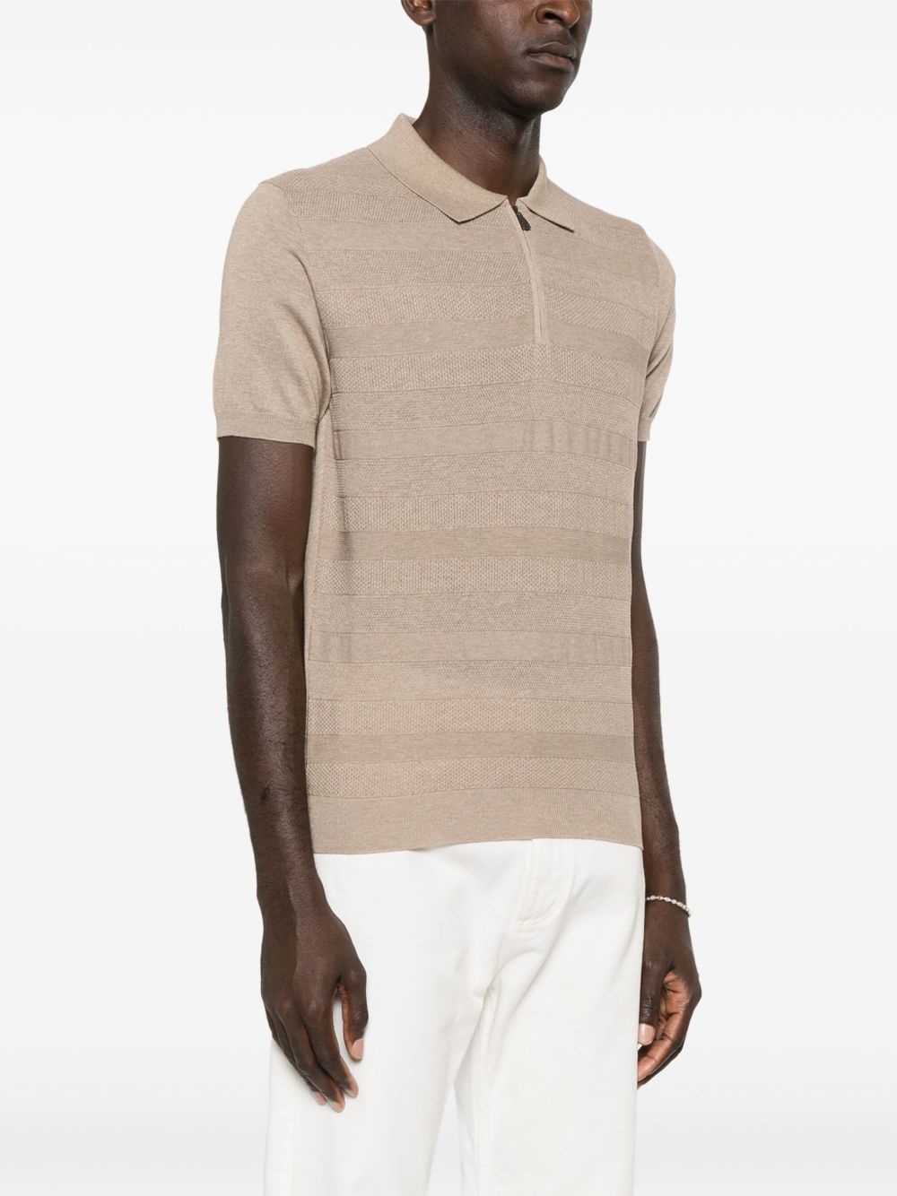 ribbed-knit polo shirt - 3