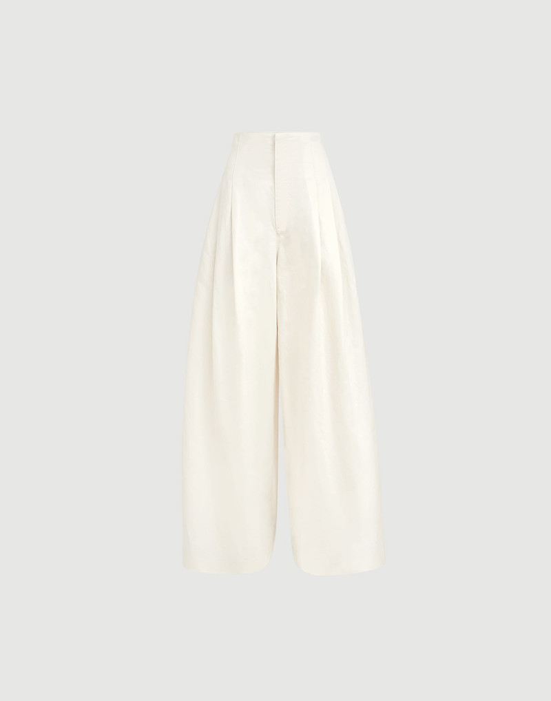 Cotton and ramie twill maxi trousers 1