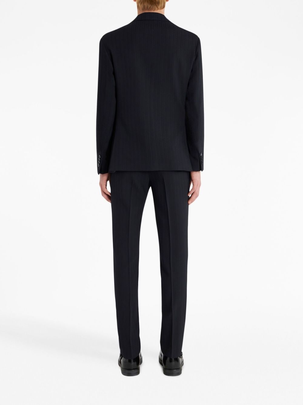 notched-lapels virgin wool-blend blazer - 3