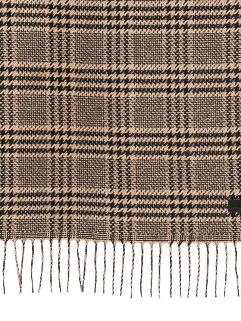 SAINT LAURENT check fringed scarf outlook