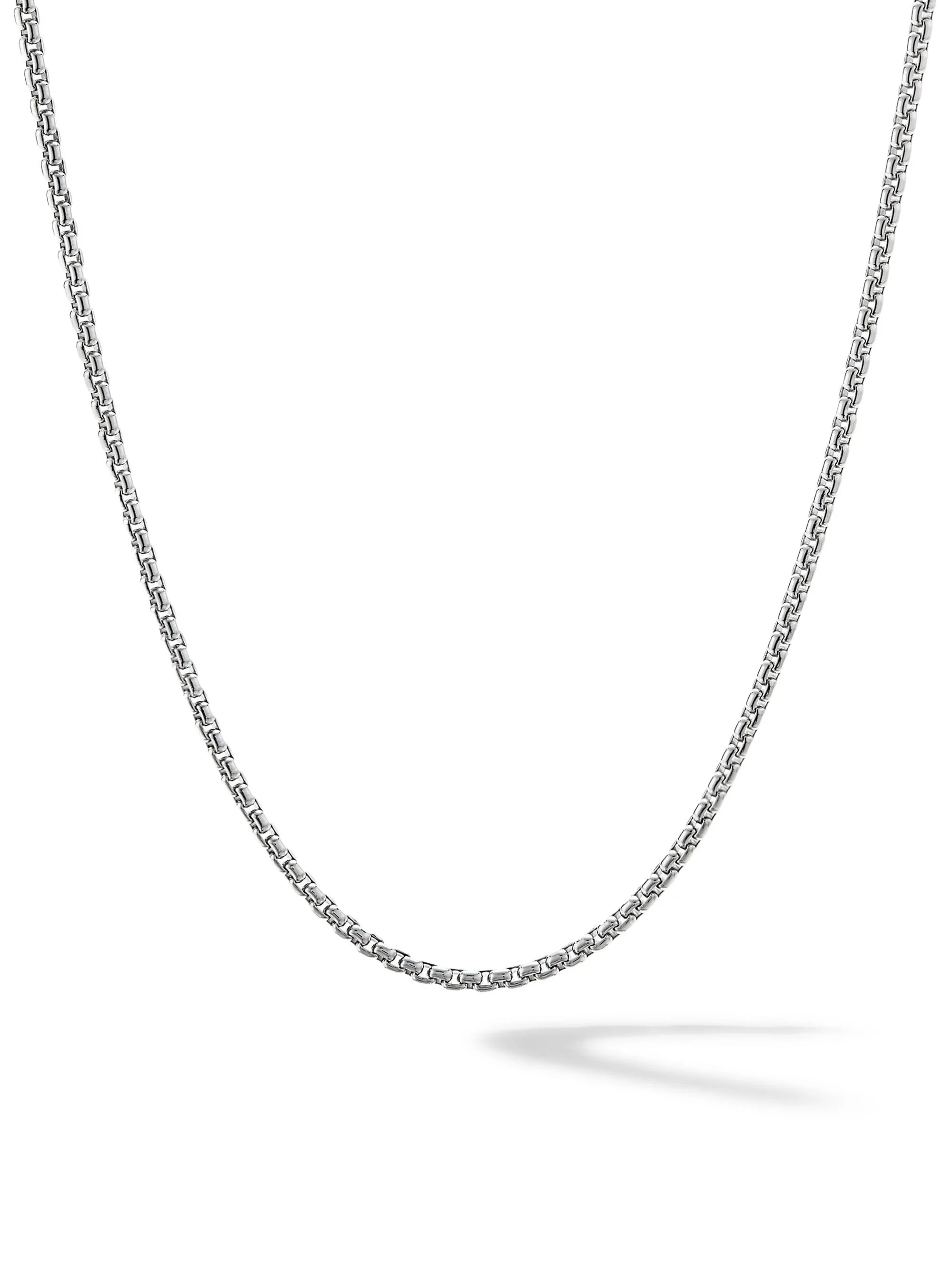 Men's Box Chain Necklace in Platinum - Silver - 1