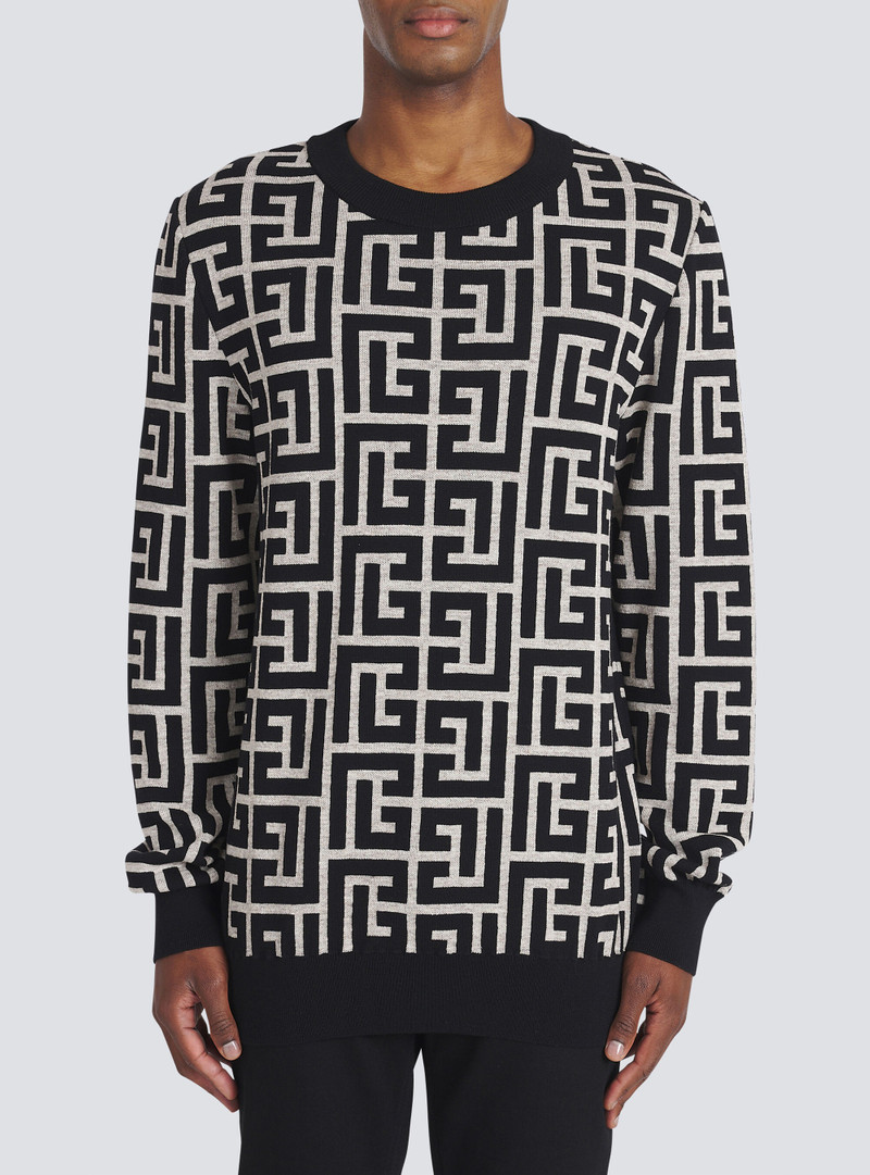 Wool sweater with Balmain monogram 6