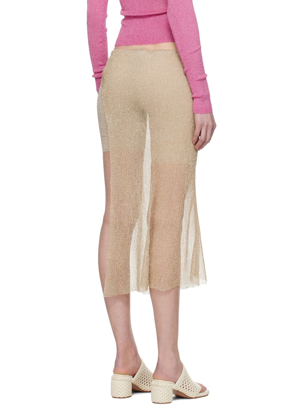 Gold Wrap Midi Skirt - 3