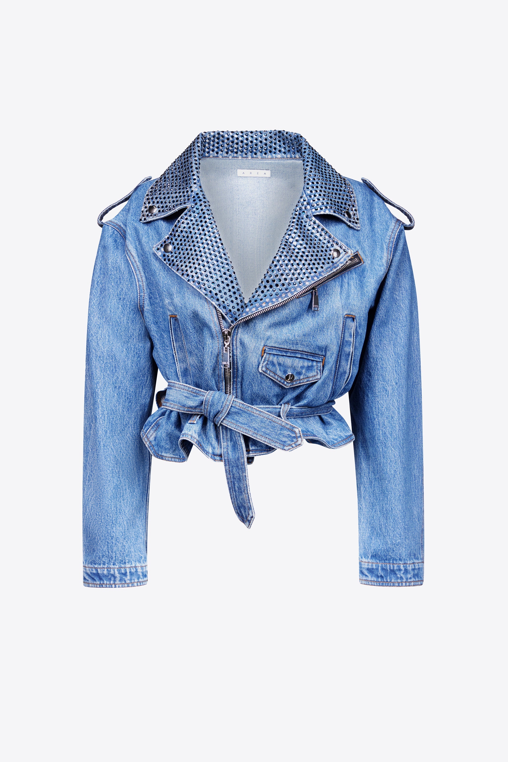 CRYSTAL EMBELLISHED MOTO JACKET - 1