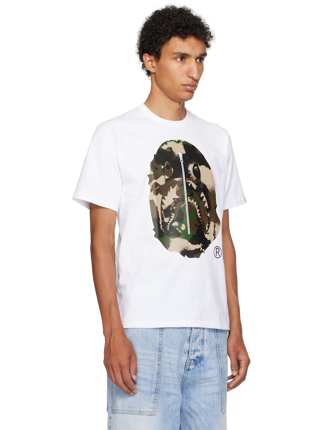 White Map Camo Ape Head Shark T-shirt - 2