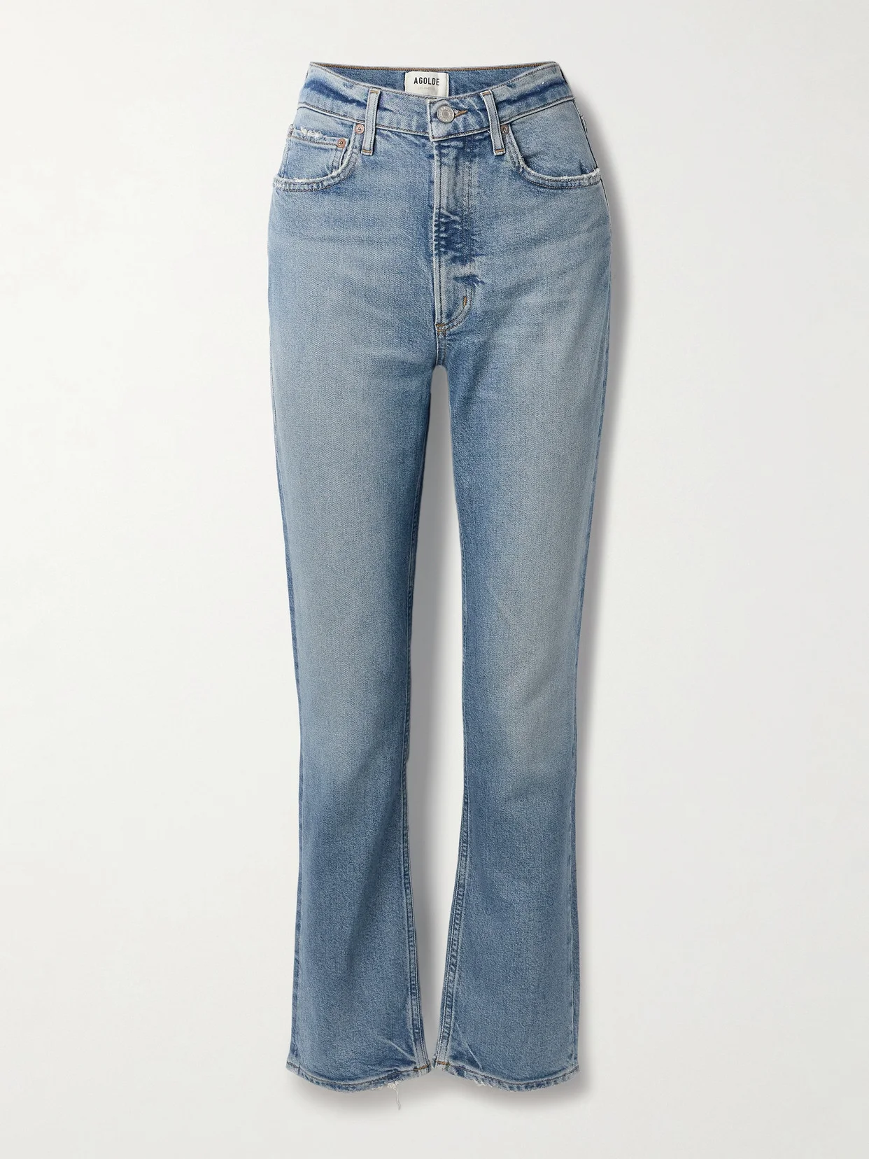 High Rise Stovepipe Frayed Straight-leg Organic Jeans - 1