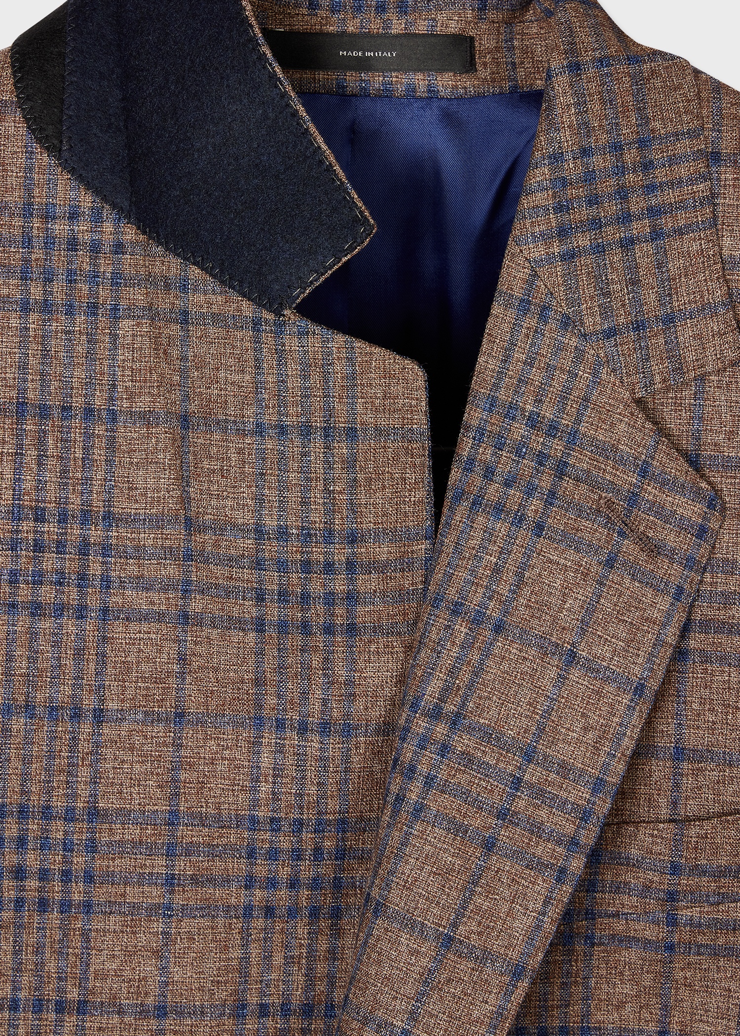 The Bloomsbury - Easy-Fit Brown Cotton-Linen Check Blazer - 3