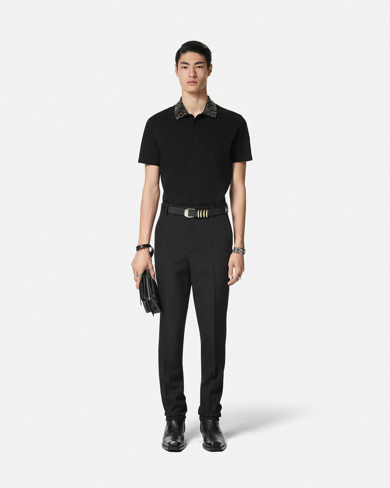 VERSACE Crystal Leopard Polo Shirt outlook