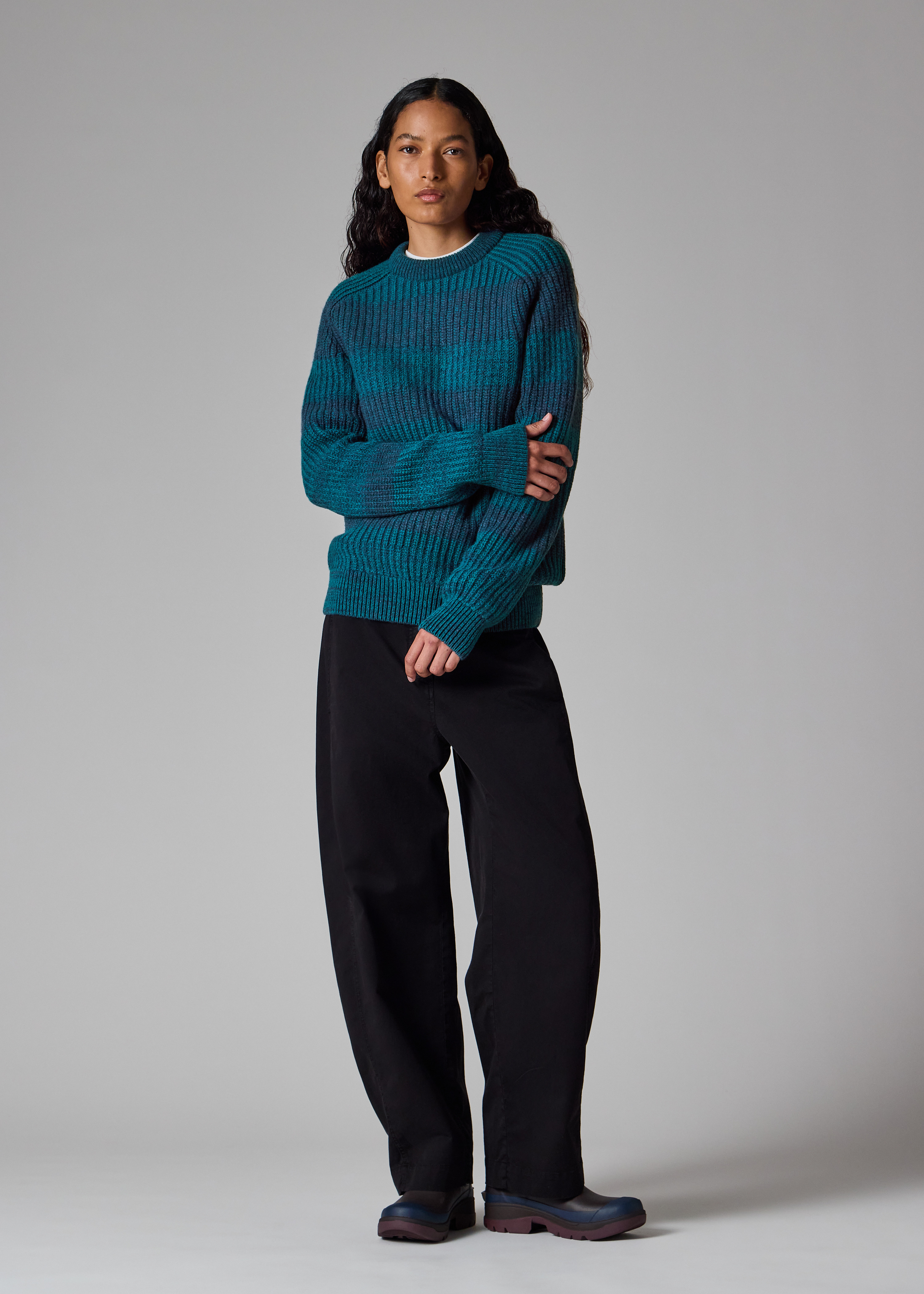 Paul Smith loves Barbour - Rosette Blue Saddle Crew Neck Sweater - 12