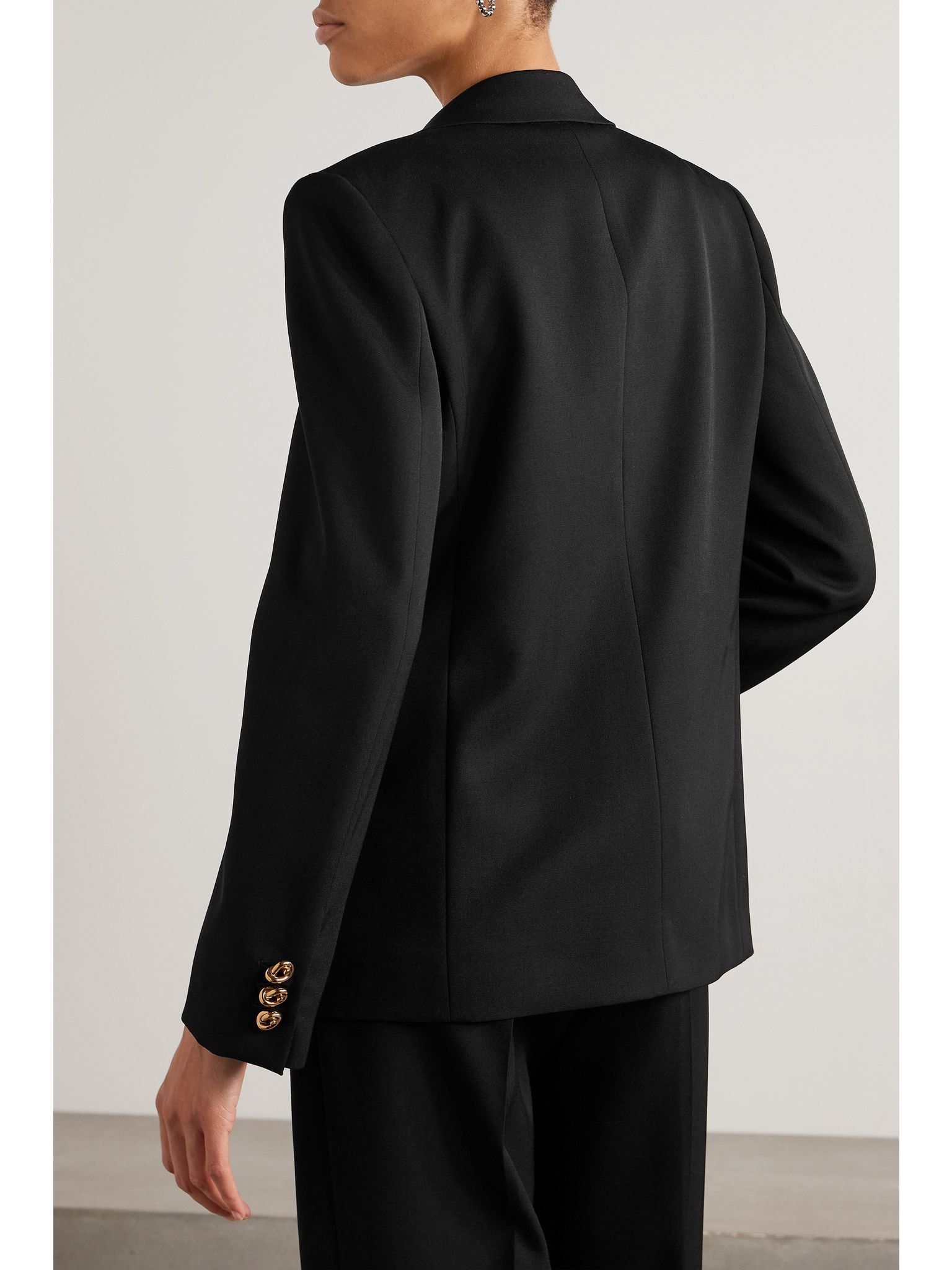 Embellished double-breasted wool-twill blazer Black - 4