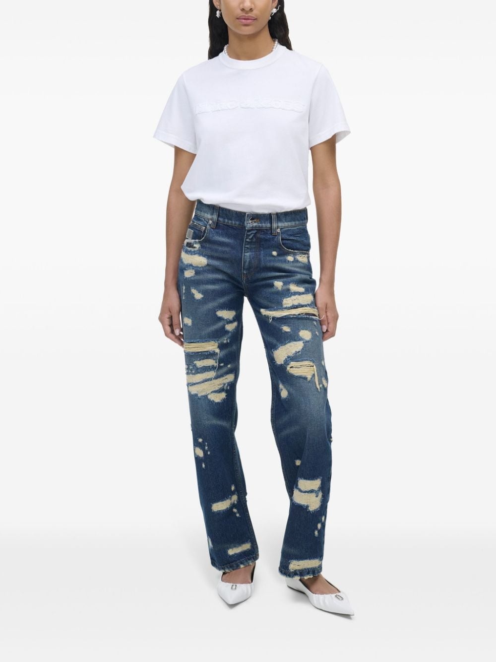 distressed straight-leg jeans - 2