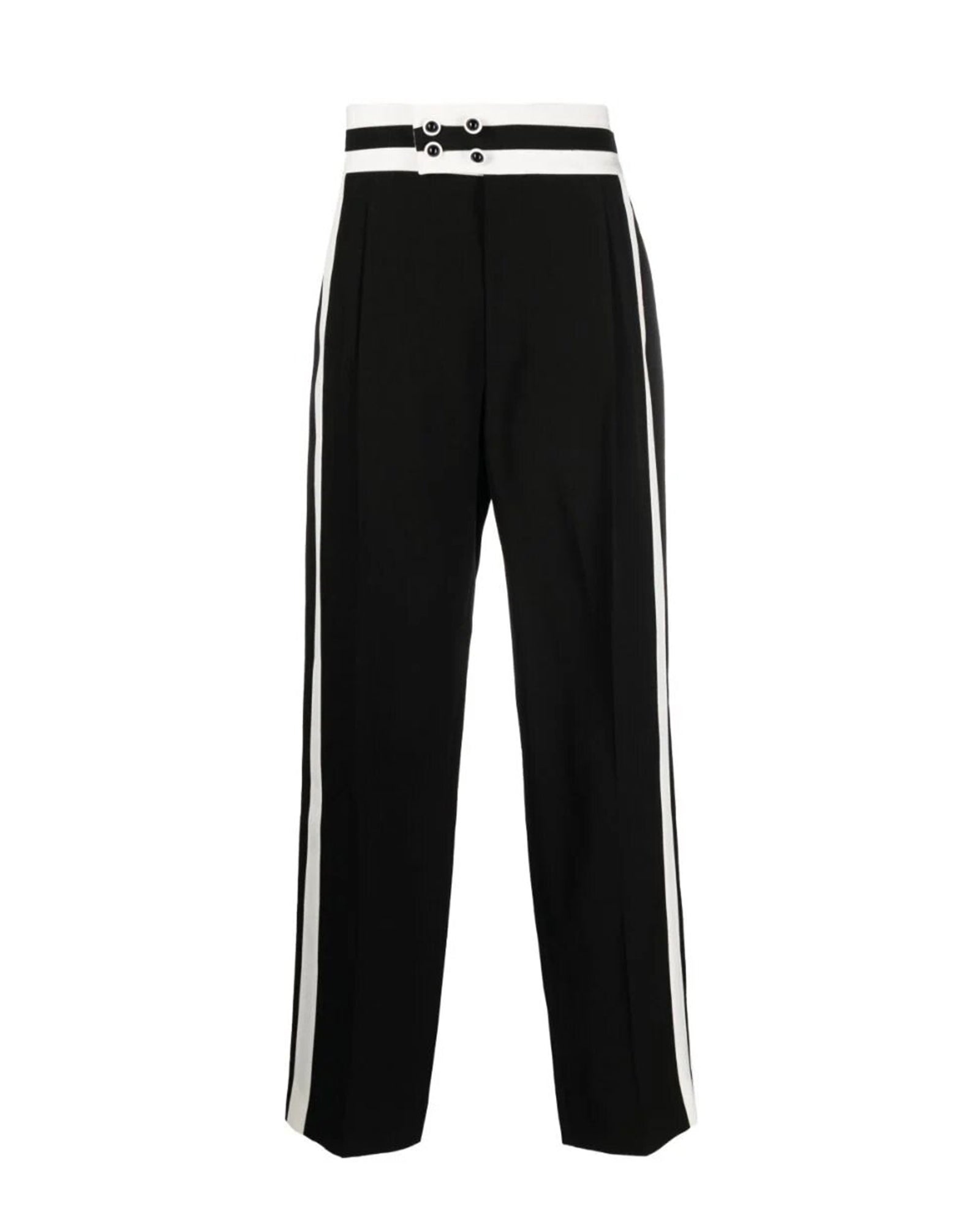 Black High Waisted Cummerbund Trousers - 1