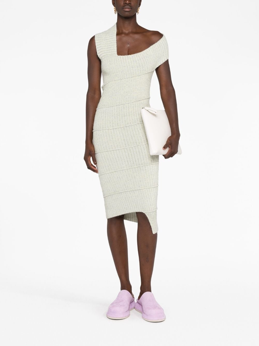 asymmetric knitted midi dress - 2