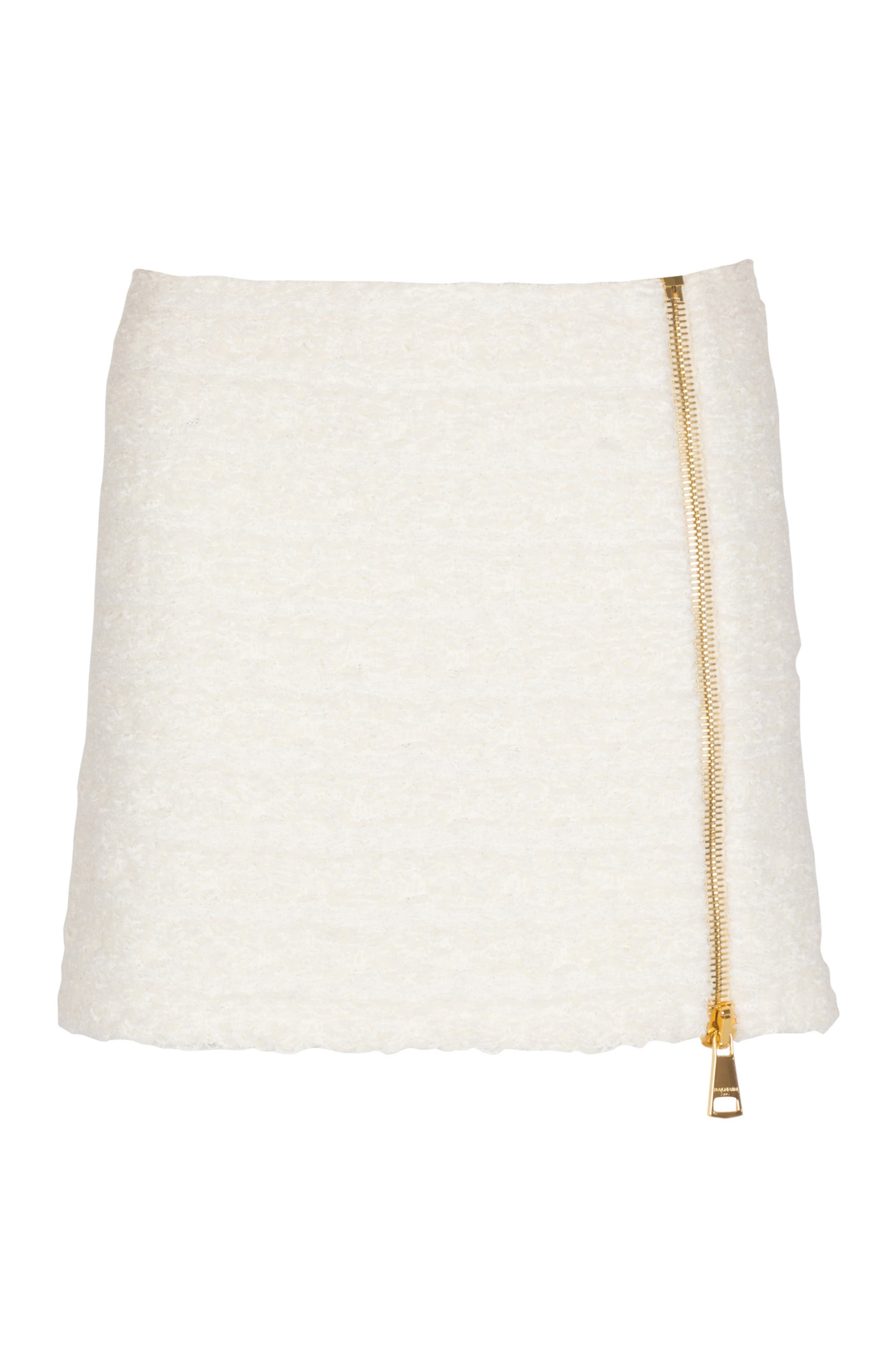 Balmain Short Zipped Tweed Skirt in White at Nordstrom - 1