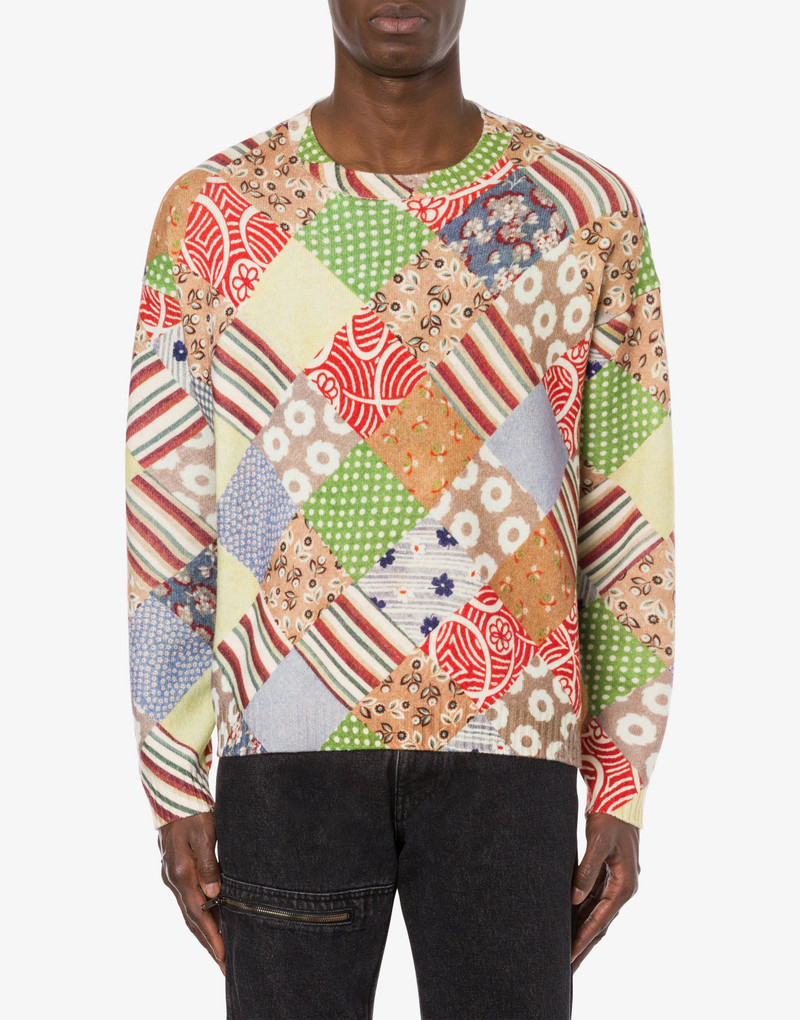 Moschino QUILT PRINT LAMBSWOOL JUMPER outlook