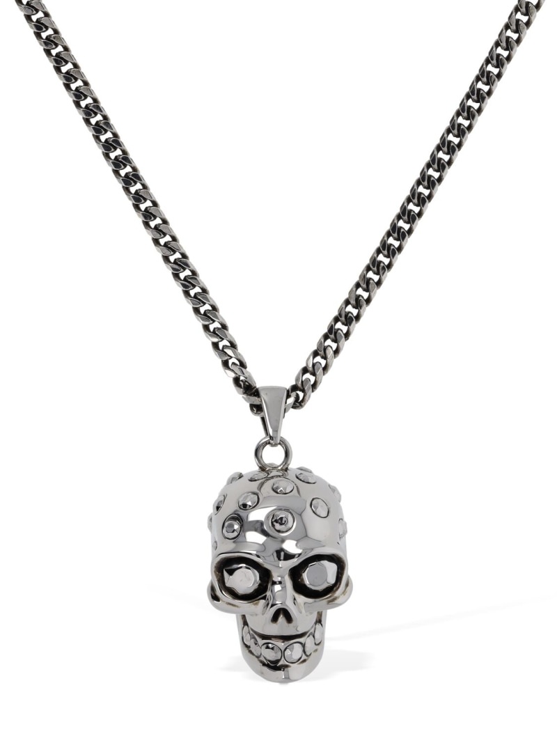 Jeweled Skull brass necklace - 1