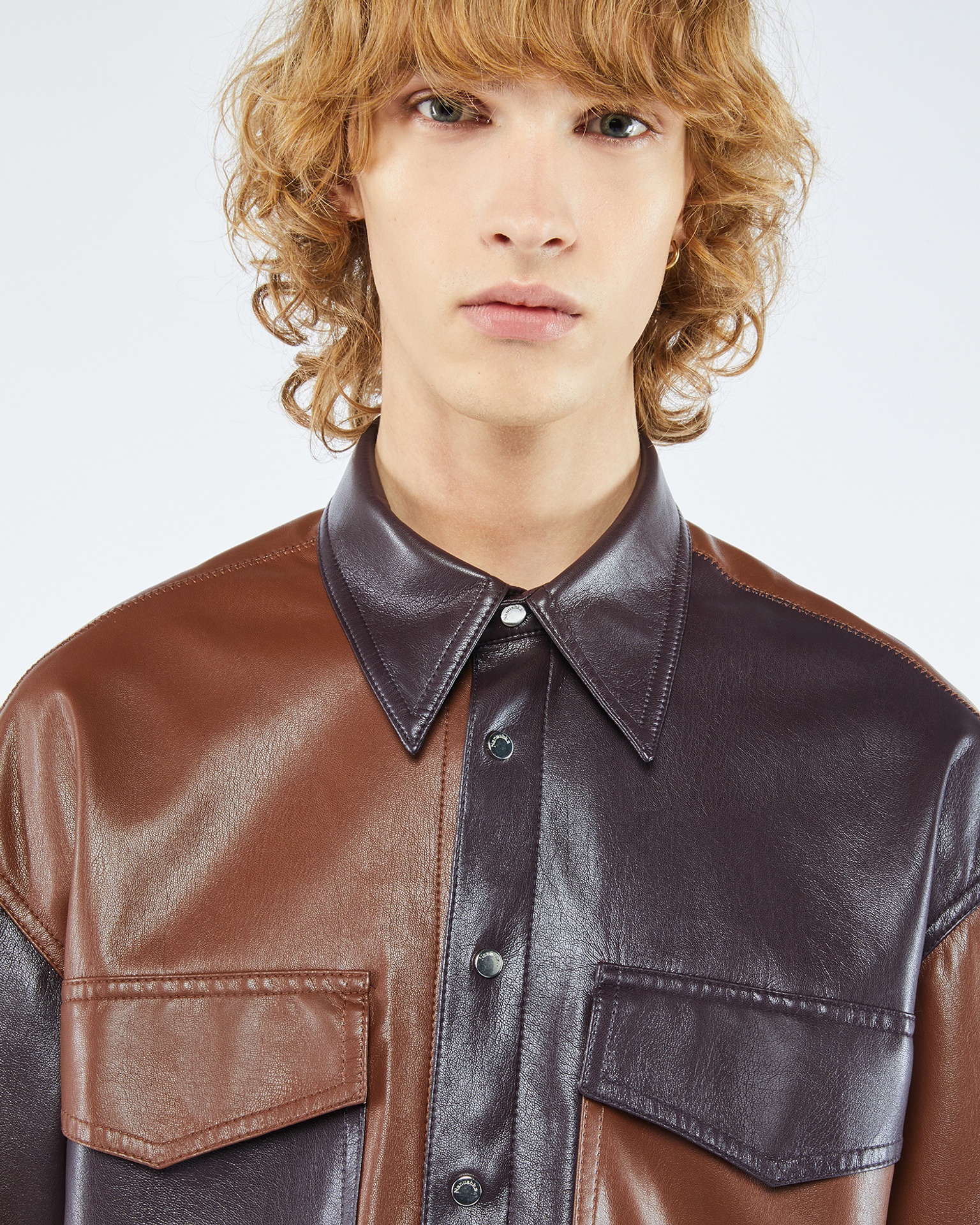 RENS - ANEW Upcycled patchwork shirt - Aubergine/Rootbeer - 5