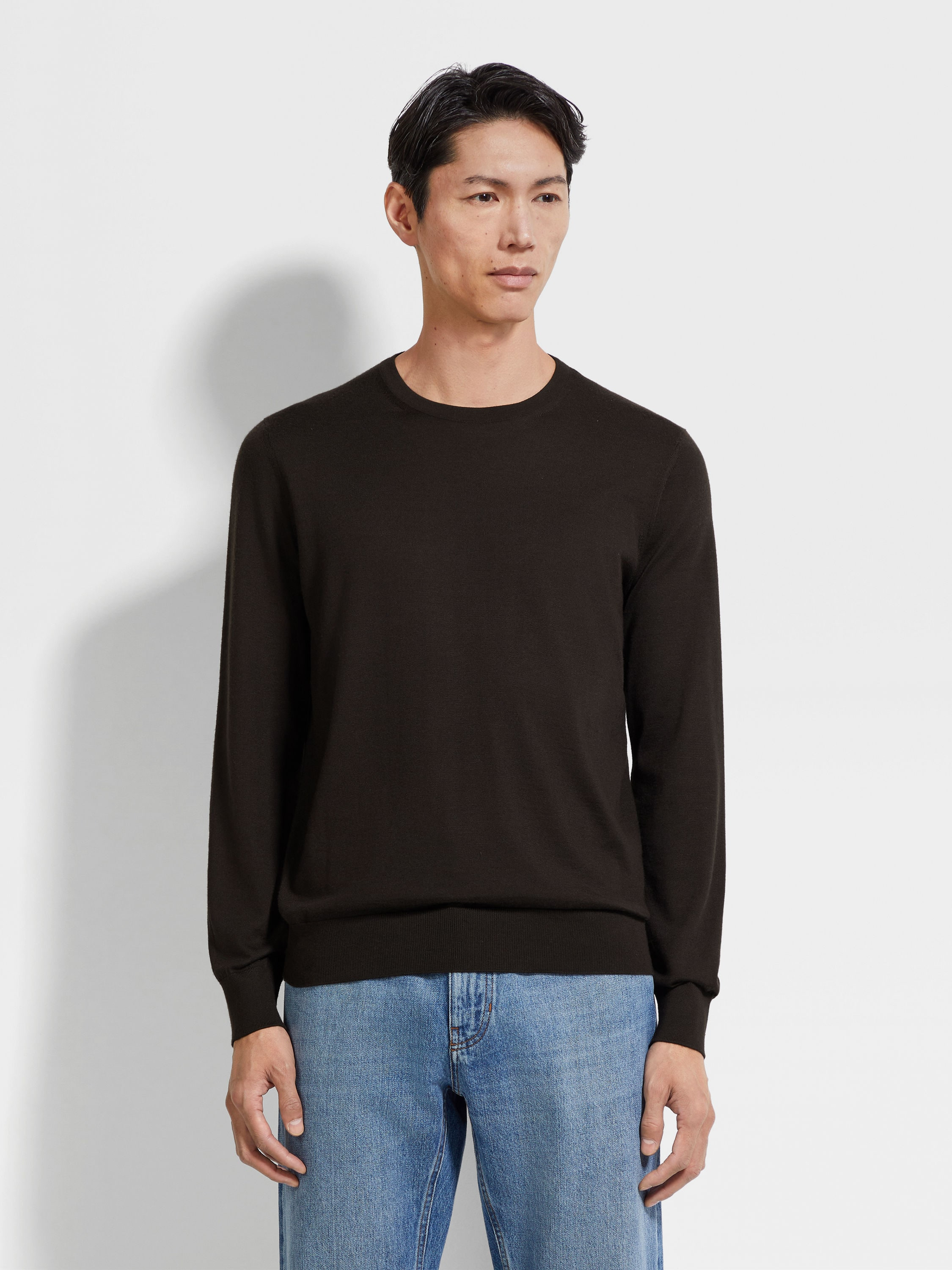 DARK BROWN MÉLANGE CASHSETA CREWNECK - 4