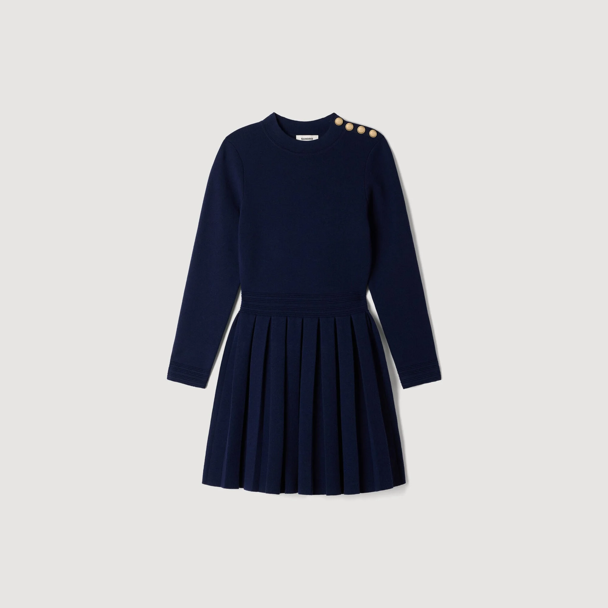 SHORT KNIT DRESS WITH BUTTONS - 1