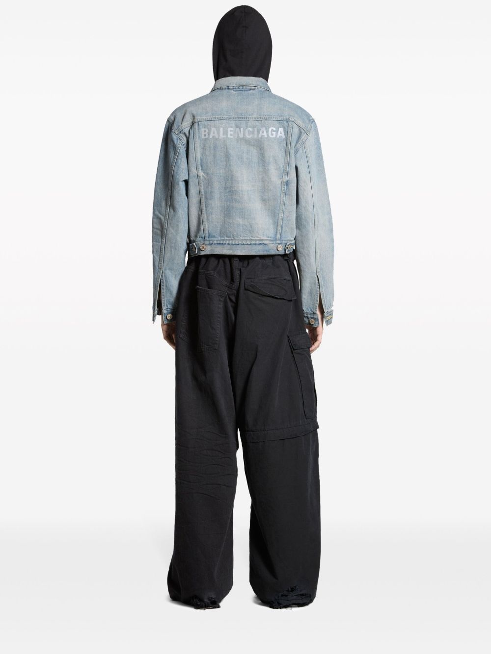 logo-print denim jacket - 4