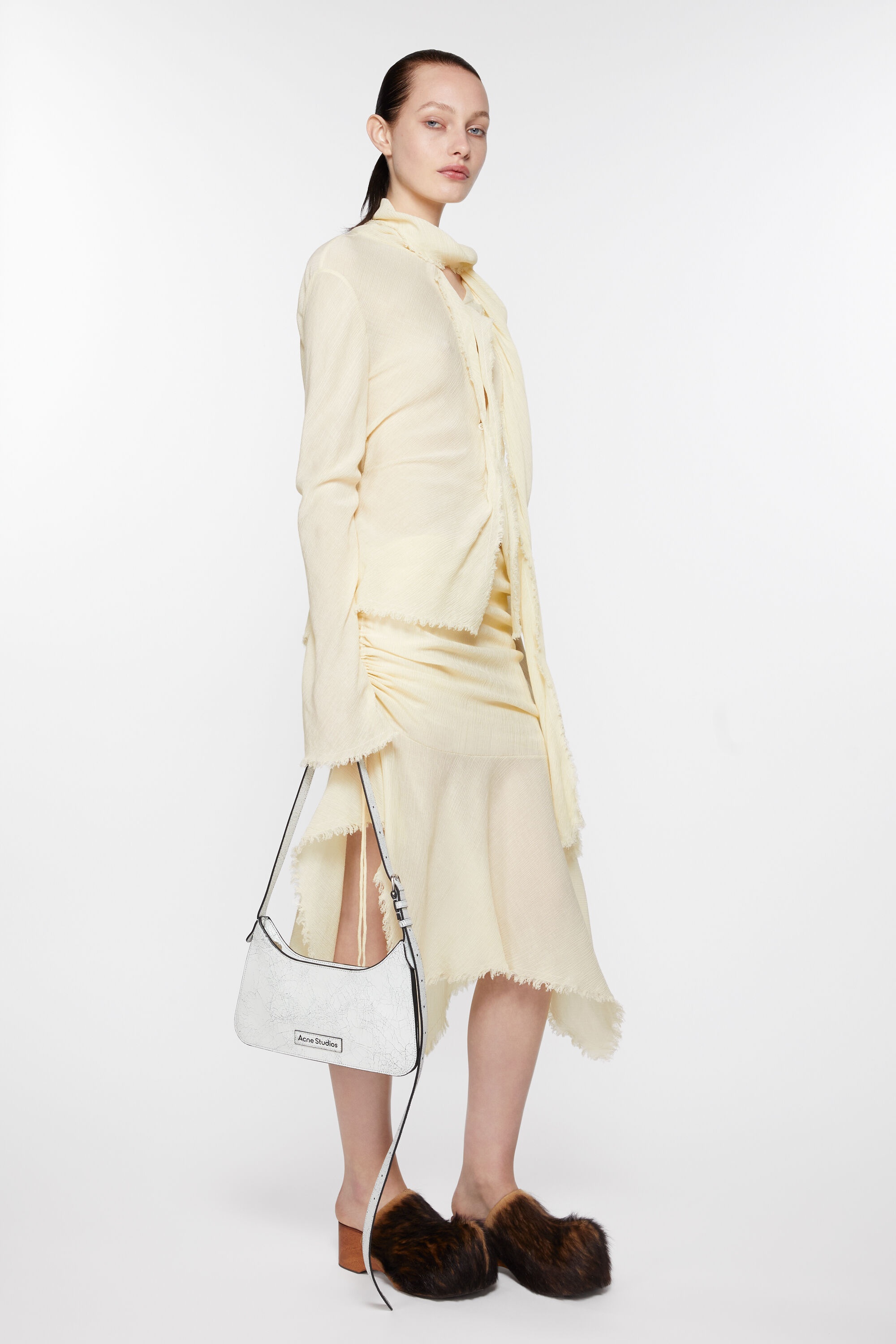 Draped asymmetric skirt - Warm white - 4