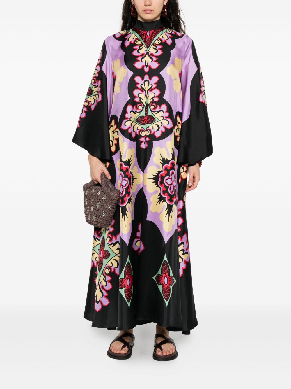 printed silk maxi dress - 2