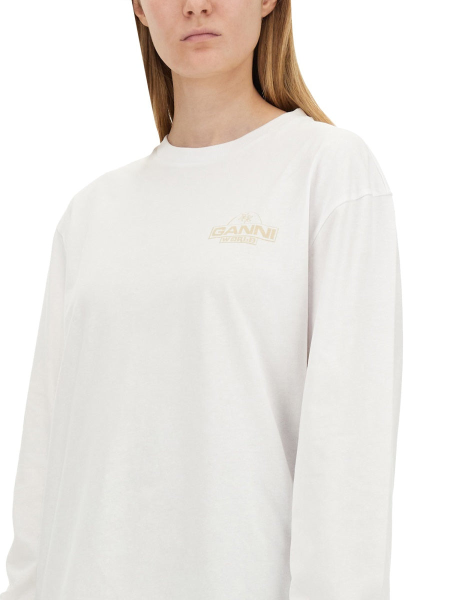 Ganni Women T-Shirt With Logo - 4