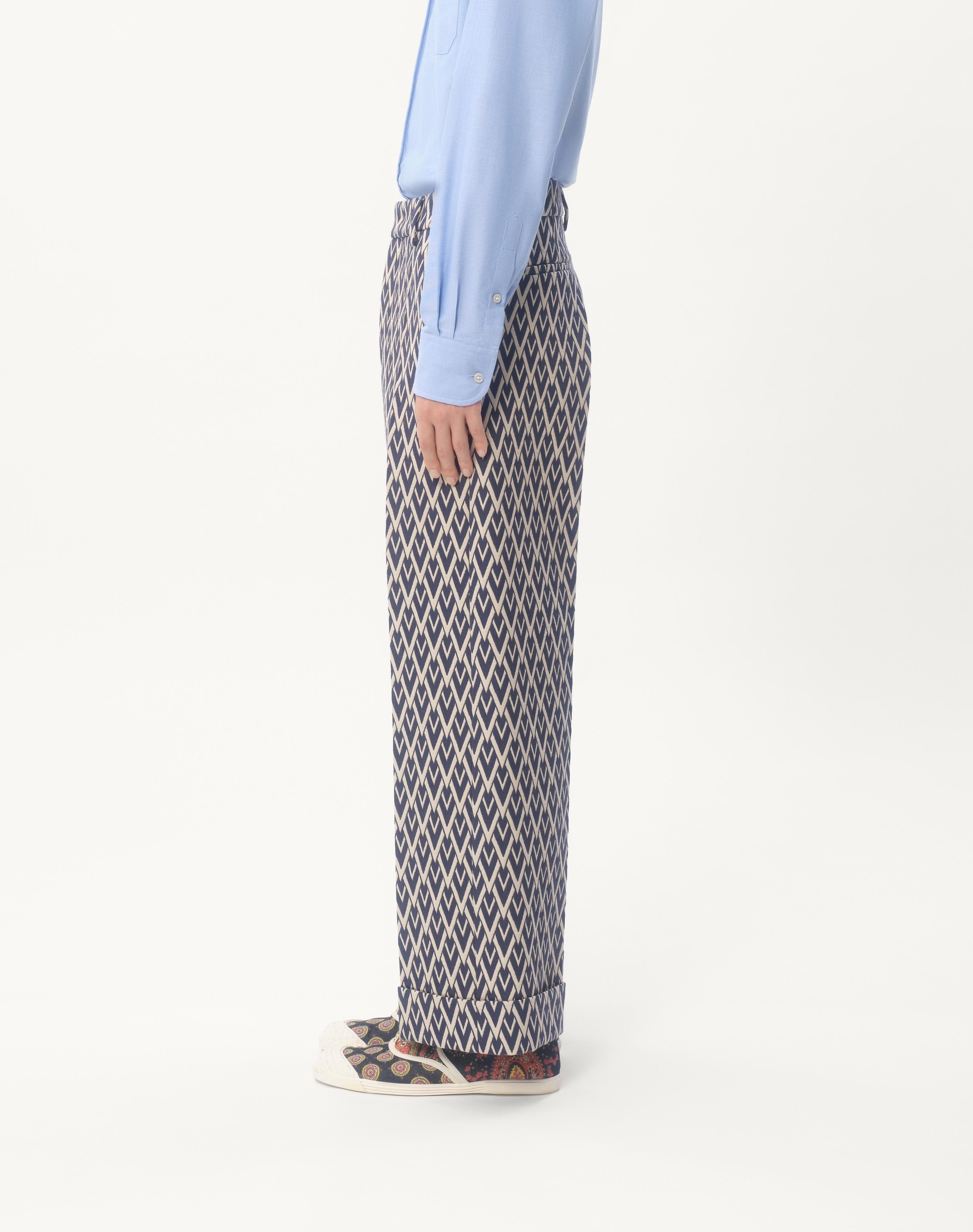 WOOL PANTS WITH CUFFS WITH TOUTE LA V JACQUARD PATTERN - 6