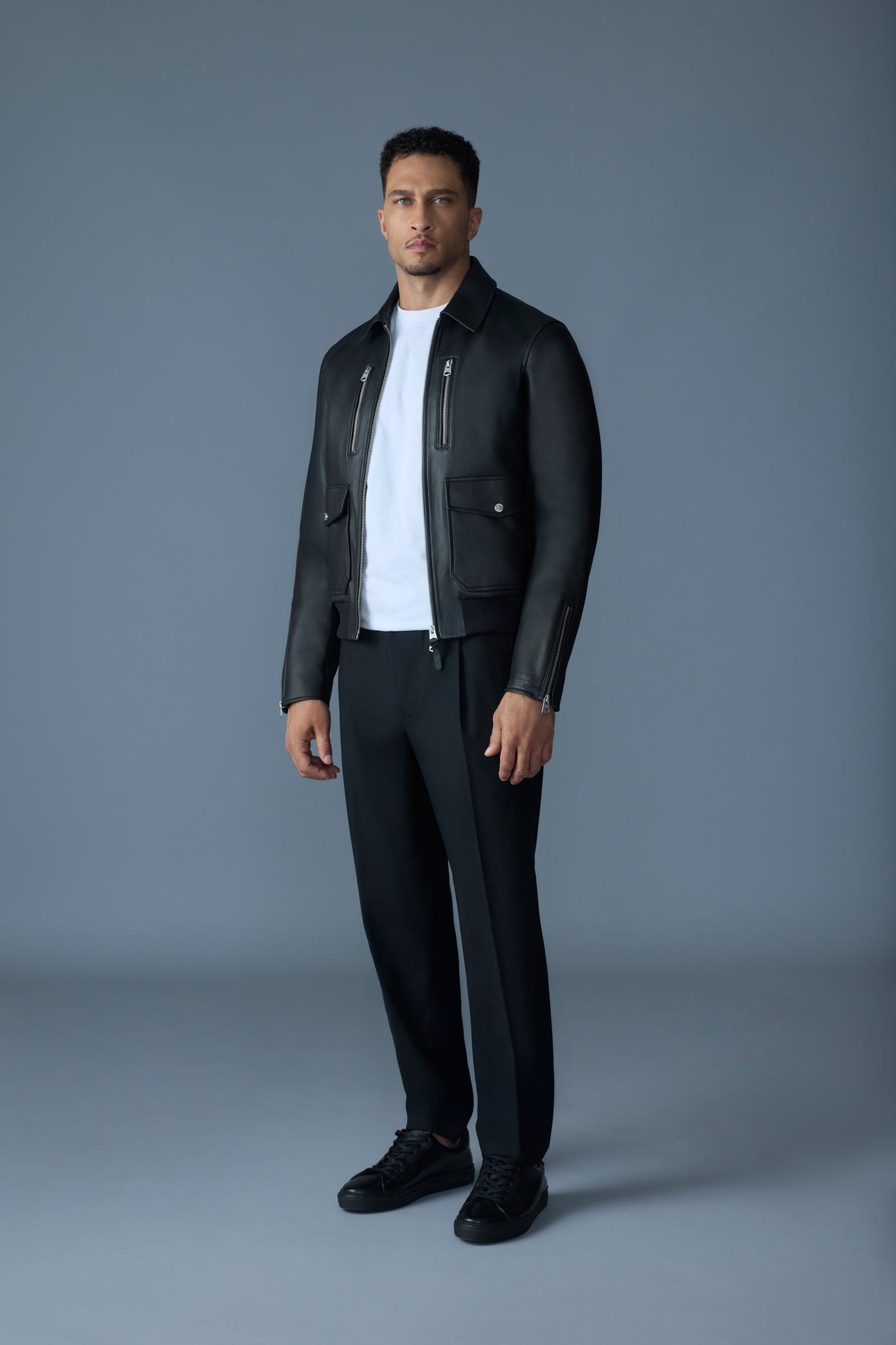 CHANCE-Z Spread Collar Leather Jacket - 2