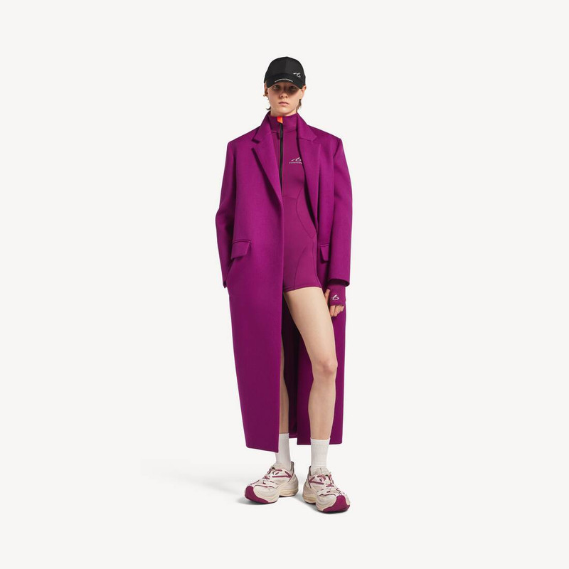Women's Techwear Short Long Sleeve Bodysuit in Violet/orange 2