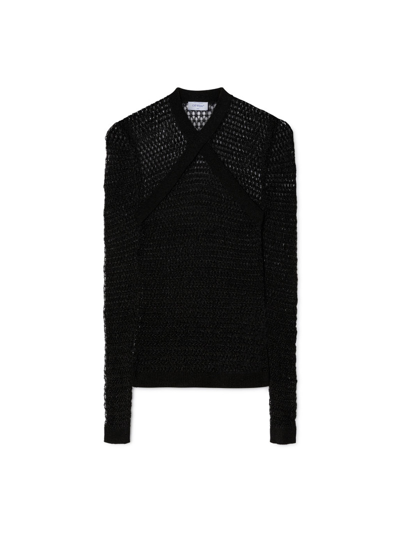 Shiny Net Knit Vneck 1