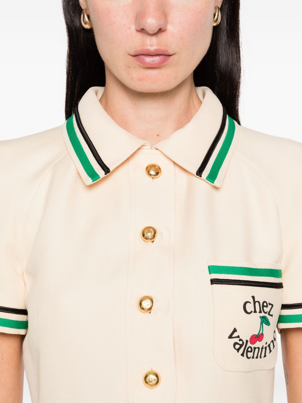 cherry-motif polo dress - 5