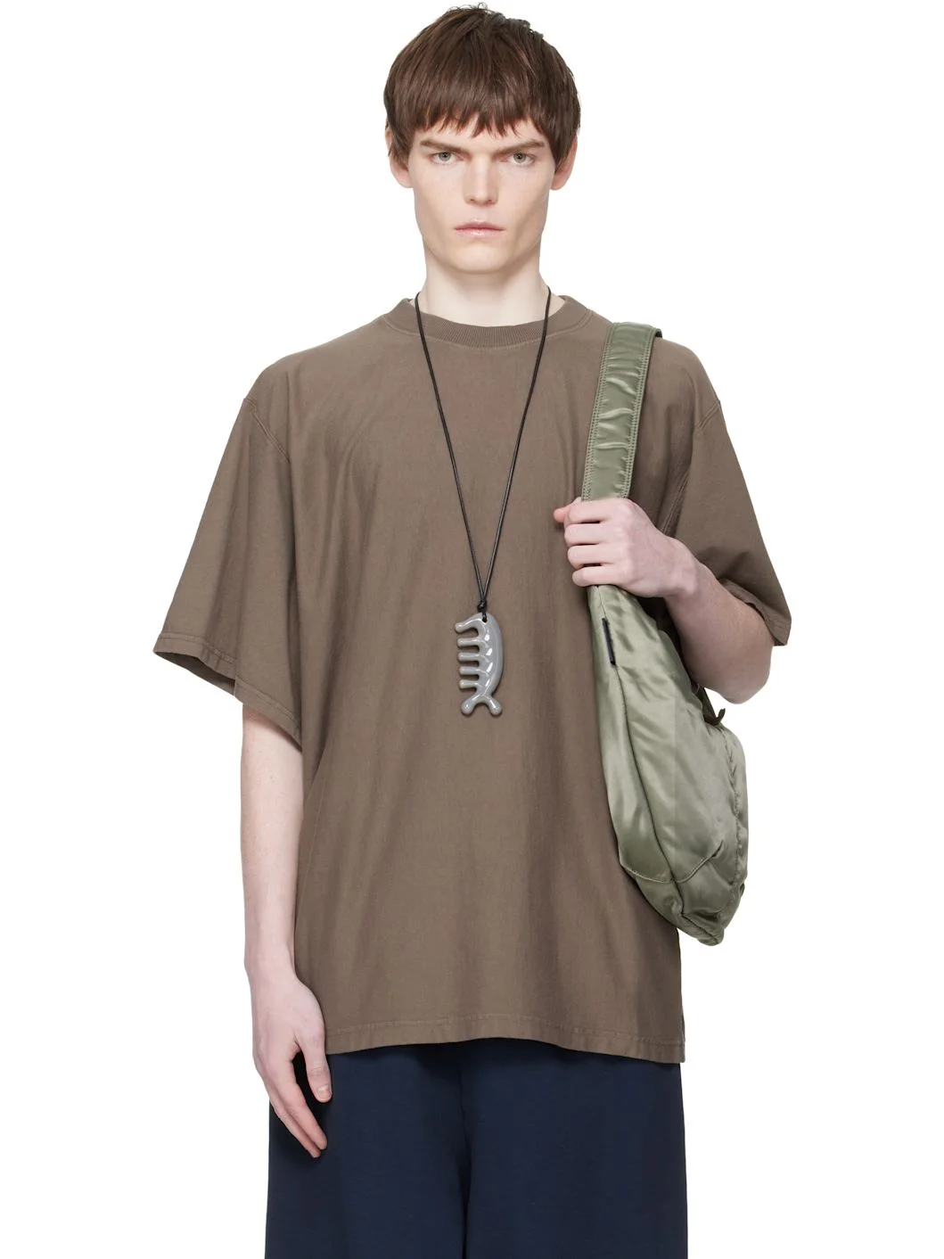 Taupe Embroidered-Logo T-shirt - 1
