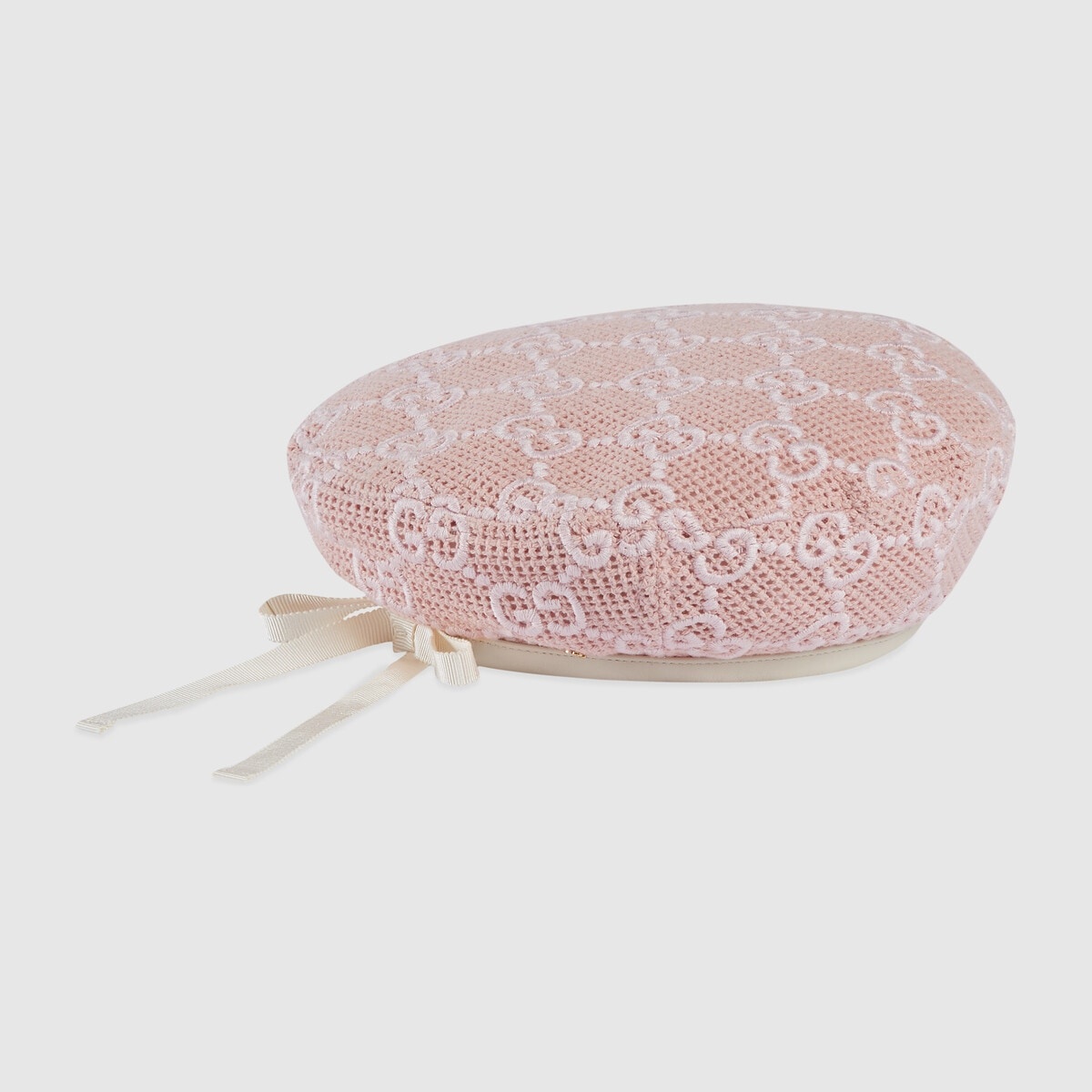 GG embroidered crochet cotton beret - 4